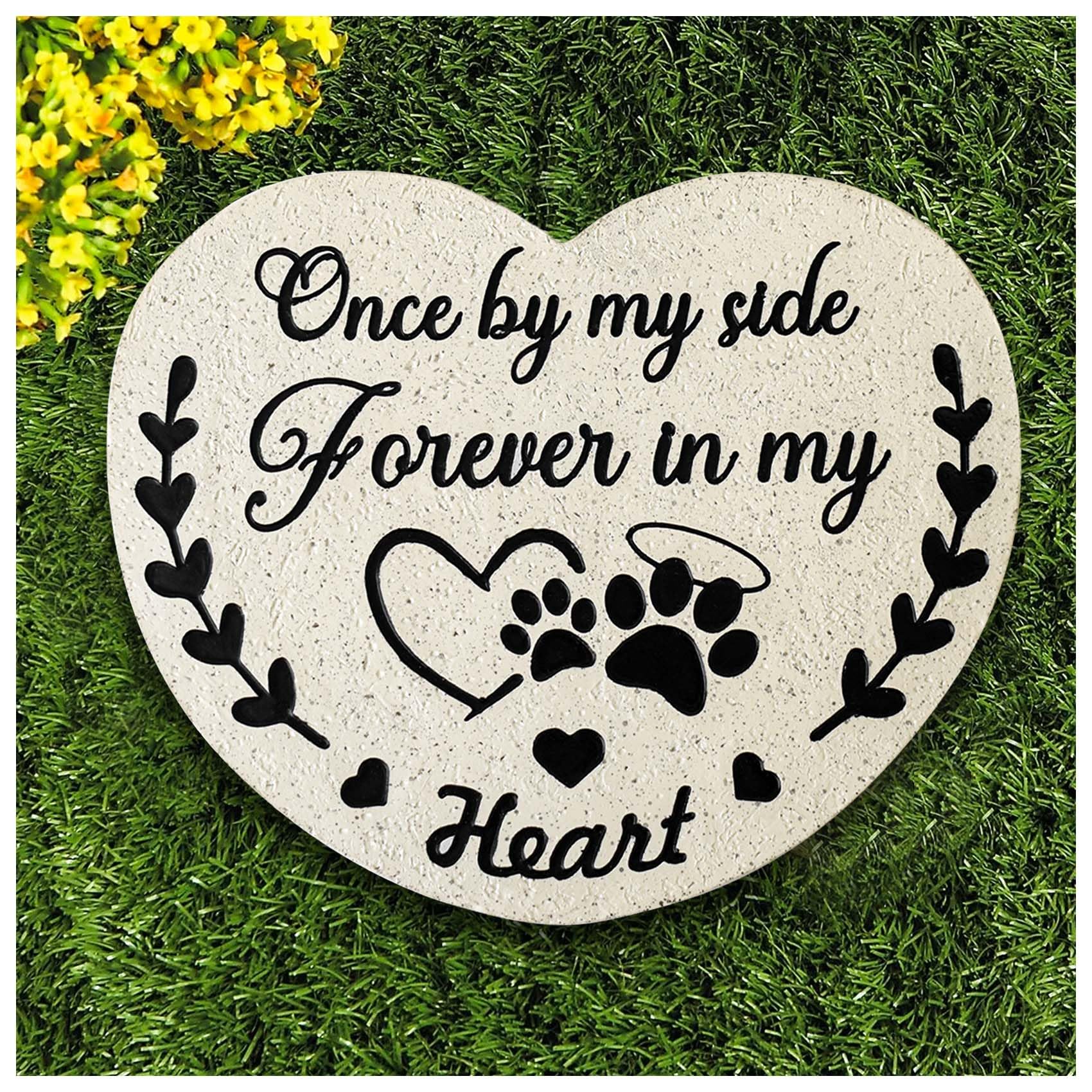 DUMING-IN Pet Memorial Stones for Dogs Garden Resin Dog Memorial Gifts for Loss of Dog Heart-Shaped Loss of Dog Sympathy Gift