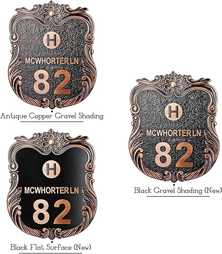 Vista 33 de Placa de dirección personalizada para vivienda con números fundidos de 12 pulgadas para exteriores, placa de identificación de dirección clásico-04