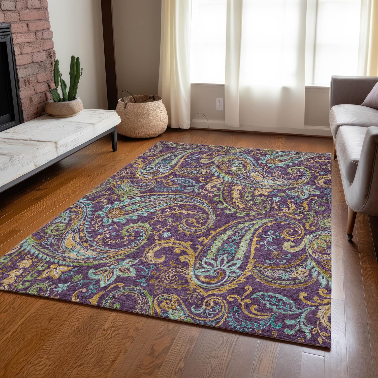 Addison Rugs Chantille ACN533 Purple 3' x 5 Indoor Outdoor Area Rug, Stain Resistant, Machine Washable, Non Shedding, Bedroom, Living Room, Dining Room, Kitchen Rug