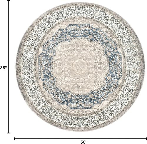 Miniatura 10 de Safavieh Sofia Collection SOF365A tapete clásico color gris claro y azul, Polipropileno, azul, gris (Light Grey  Blue)