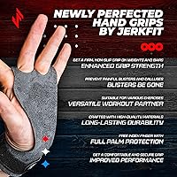Vista 6 de JerkFit Raw Grips 3.0, 2 Finger Leather Gymnastics Grips - Pull Up Grips for Cross Training Hand Protection - Hand Grips for Gymnastics Bars, Palm