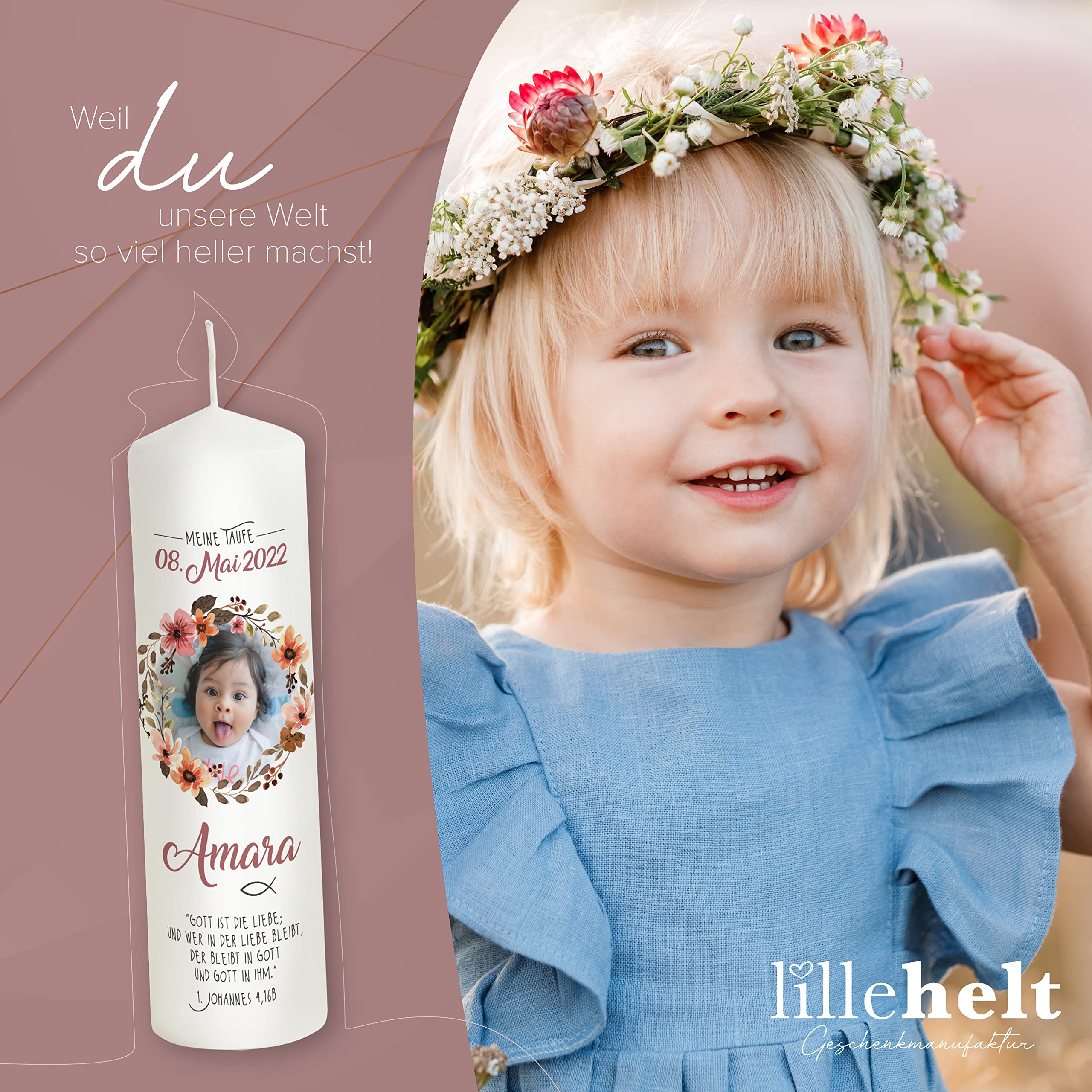 Vela Comunion Niña GRAVURZEILE Vela Impresa - Confirmación De Pescado - Vela Impresa Para Velas Bautizo Personalizadas