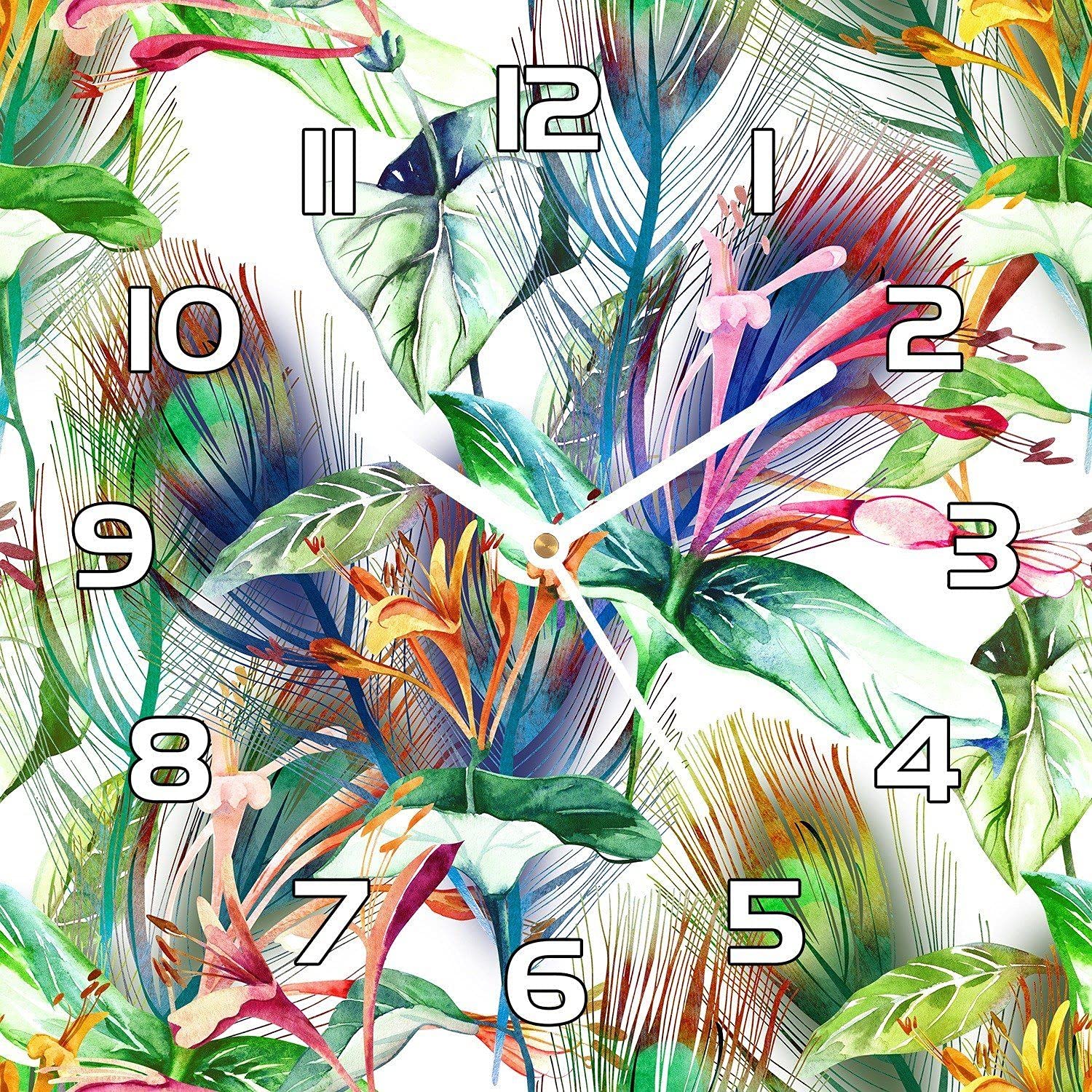 Horloge en Verre Impression Moderne Jungle Horloge Murale Haute Qualité Coloray