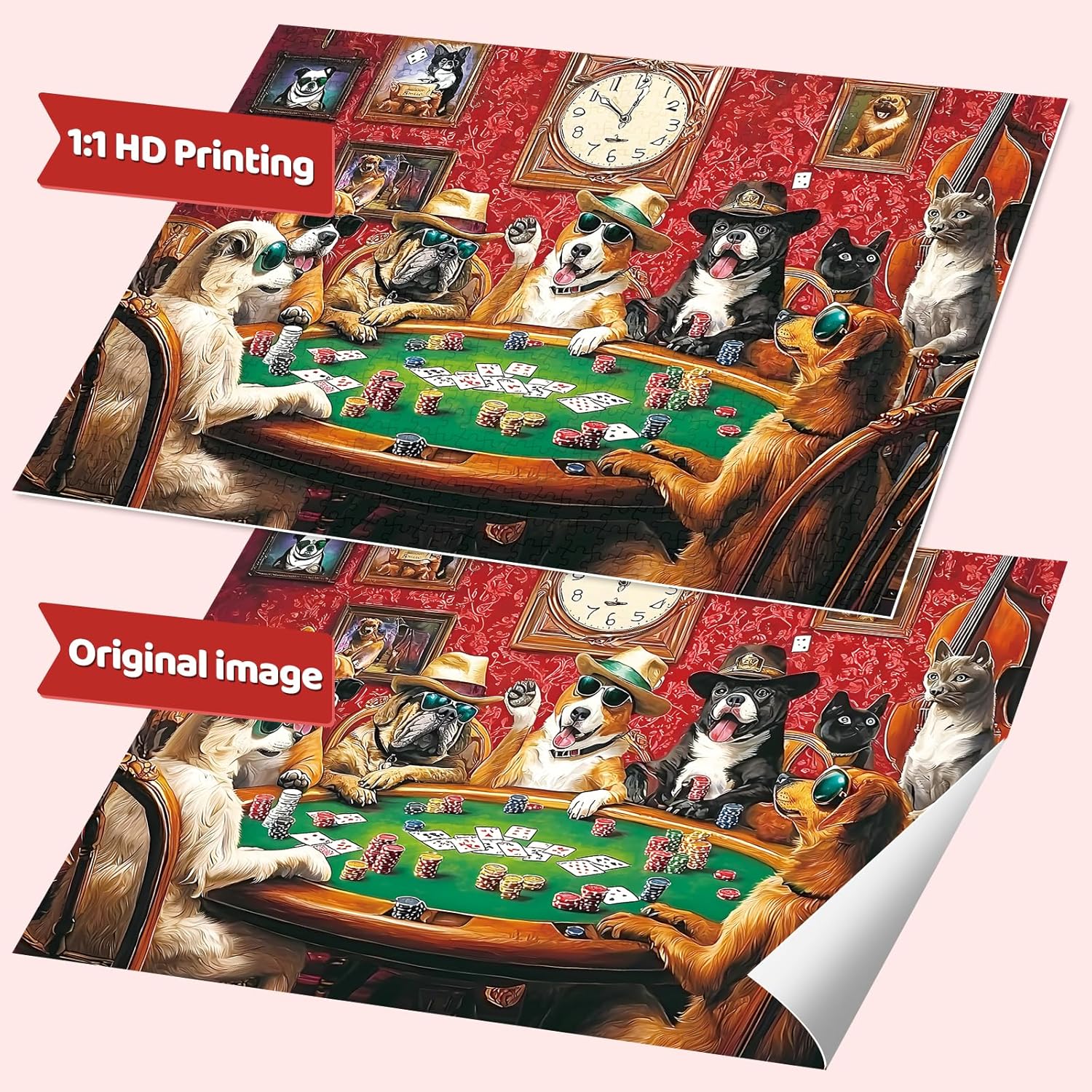 2000 Piece Puzzles for Adults – Funny Dogs Playing Poker Jigsaw Puzzle, Vibrant and Detailed Artwork, Challenging Puzzles for Adults 2000 Pieces, 39" x 28"