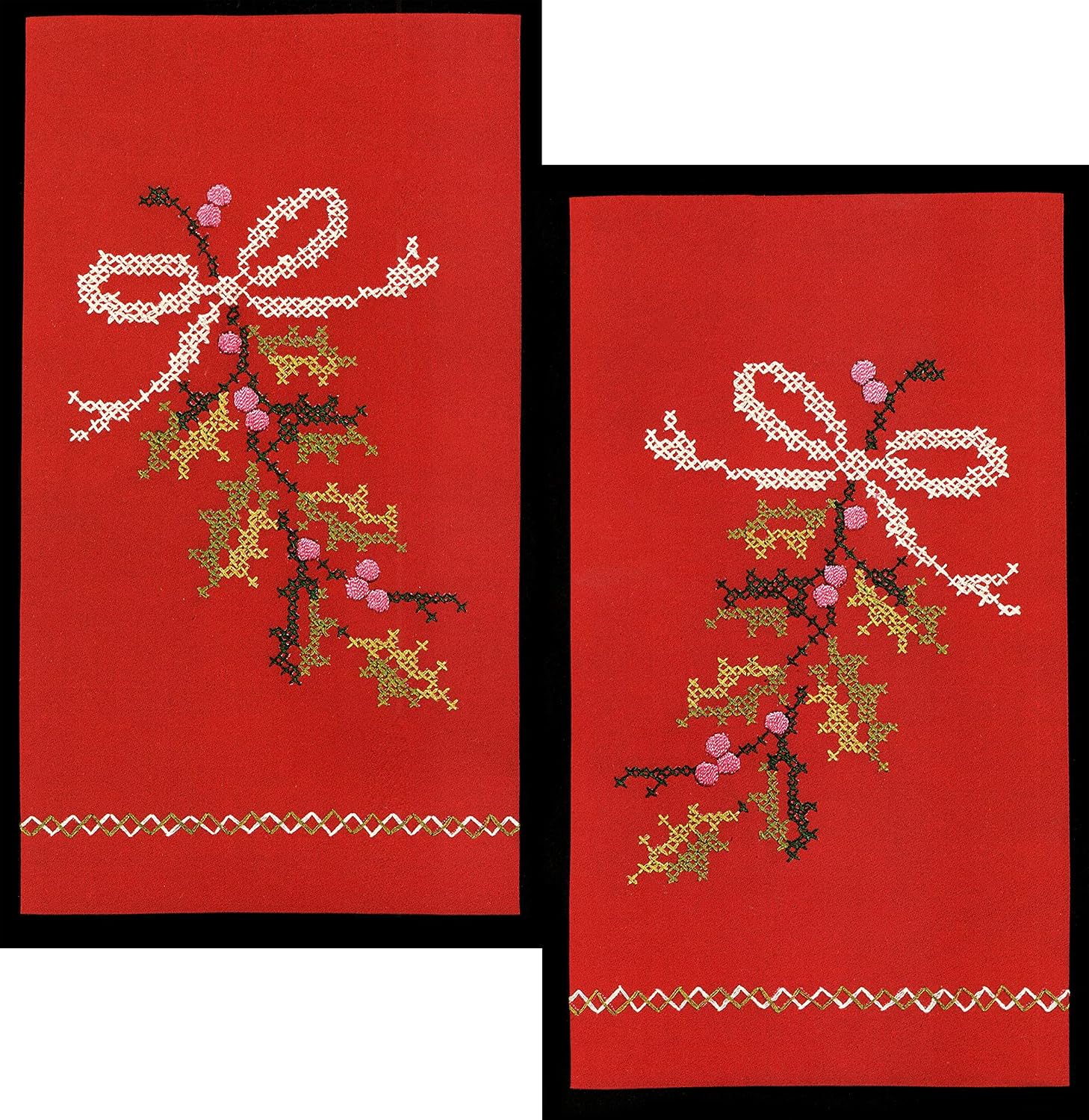 Bucilla - Holly Spray Guest Towels - Stamped Cross Stitch Kit 3614