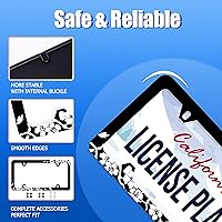 Vista 2 de 【2 piezas】 Marco de matrícula de flores de cerezo blanco y negro, marco de matrícula floral de flores, piezas de acero inoxidable, matrícula