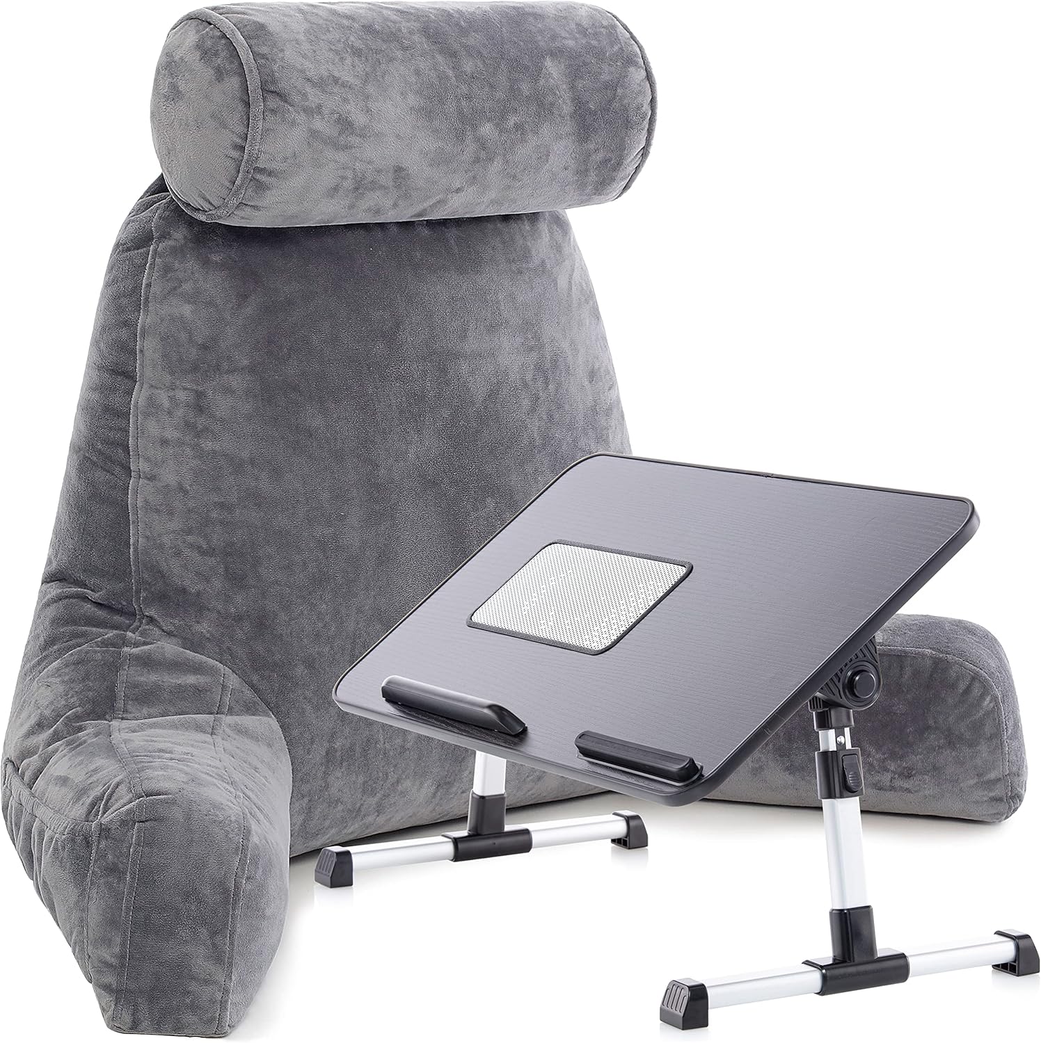 Husband Pillow Combo Backrest Pillow with Arms XXL Dark