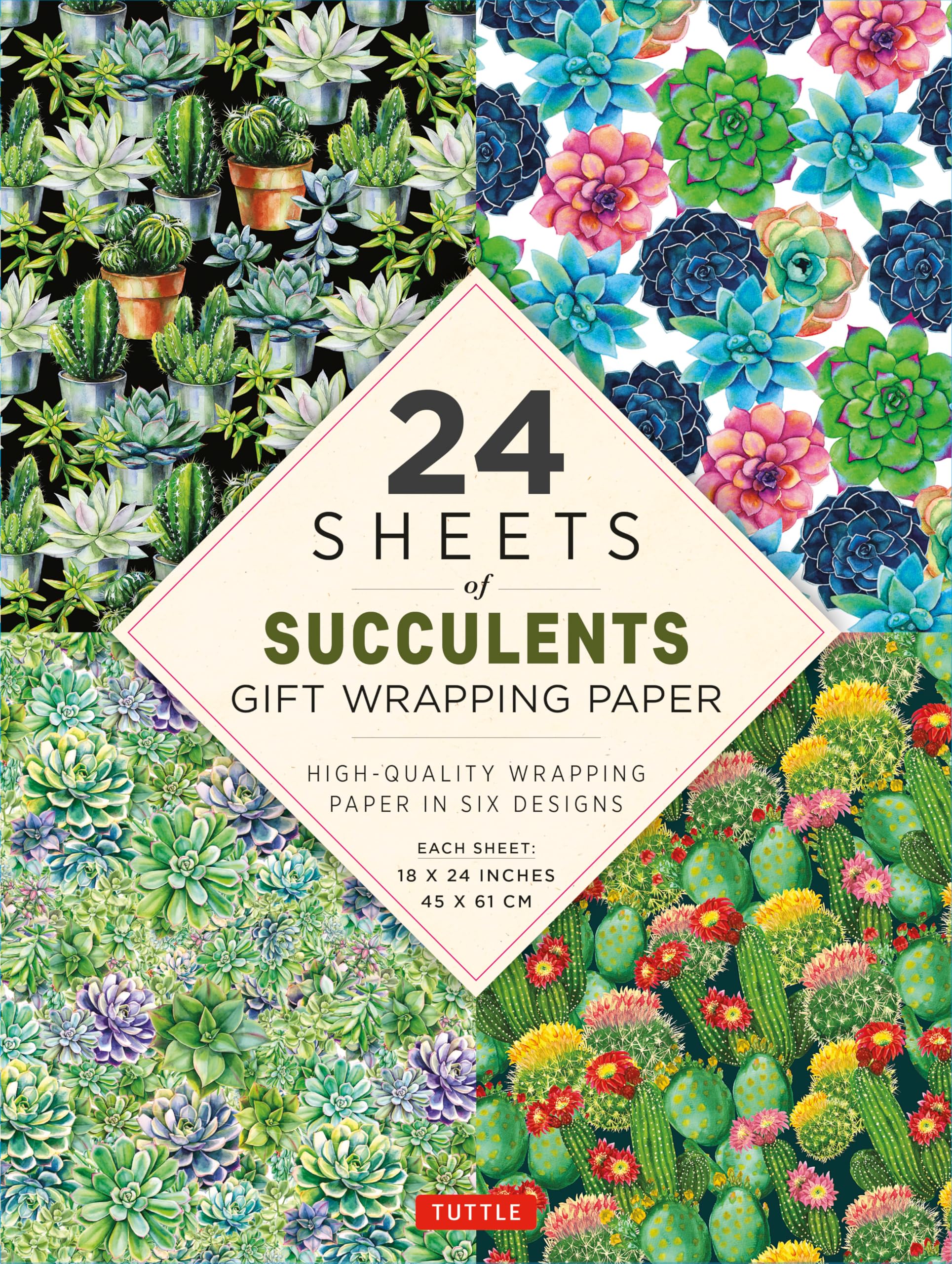 24 sheets of Succulents Gift Wrapping Paper: High-Quality 18 x 24" (45 x 61 cm) Wrapping Paper: "18 x 24"" (45 x 61 cm) Wrapping Paper"