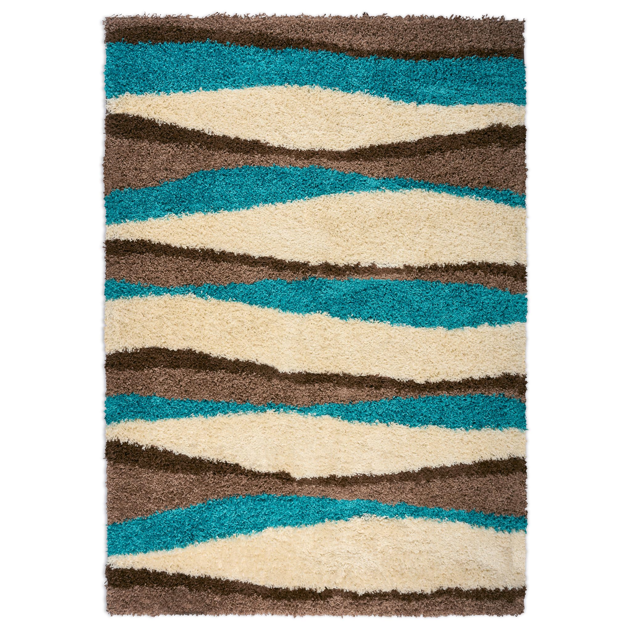 Bravich Wave Shaggy Rug Teal 160 x 230 cm (5ft3 x 7ft7), Living Room Fluffy — image 1