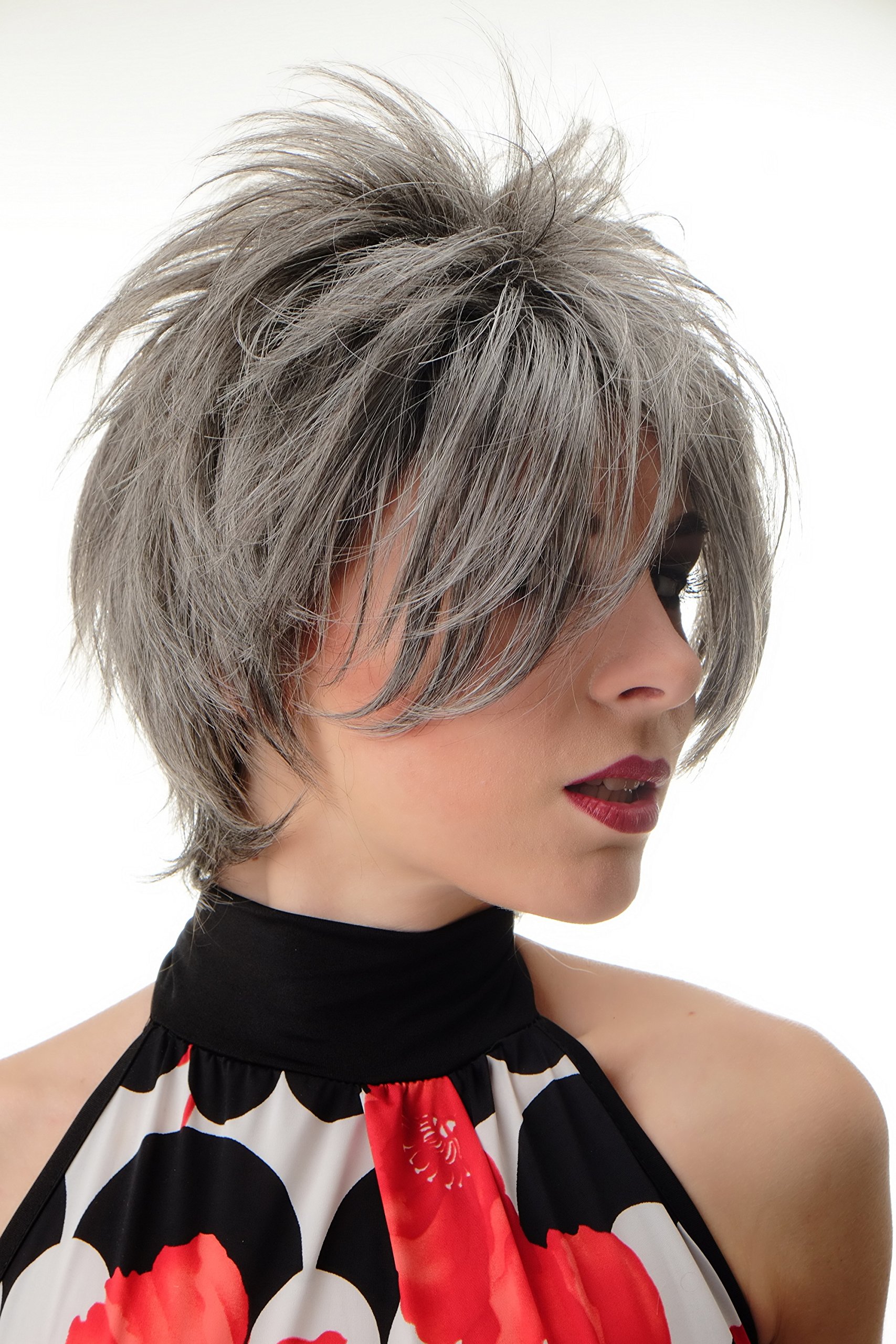 WIG ME UP, BLUE144-44 Lady Quality Wig short naughy spiky 80s style teased Wave Punk dark gray grey - Image 2