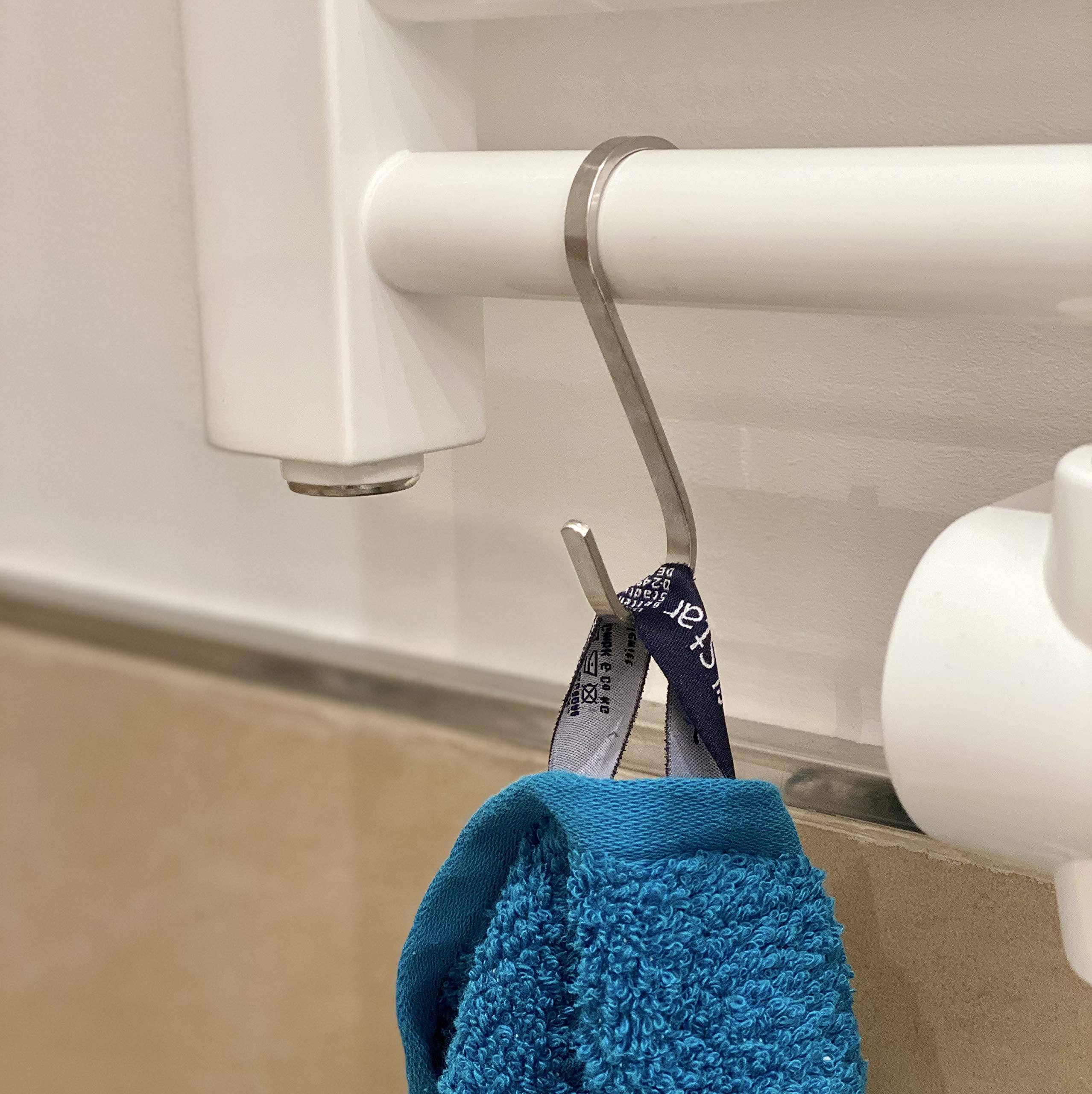 Praknu 12 Ganci Metallici a Forma di S Piatti in Acciaio Inox - Piccoli 8cm - Fino a 25kg di Carico - Gancio a S in Metallo