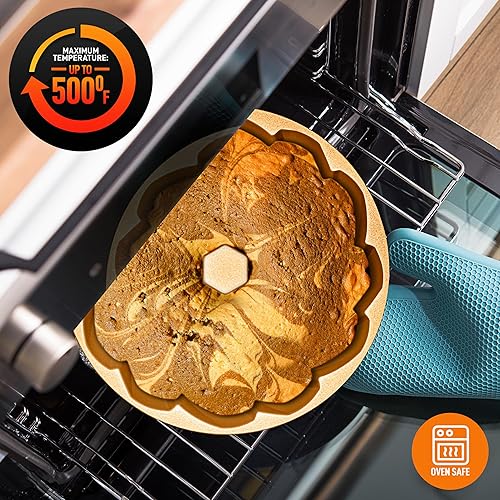 Miniatura 27 de NutriChef Molde para pasteles de marquesa de 9 pulgadas, molde grueso y pesado de aluminio fundido para pasteles con bordes estriados de fácil