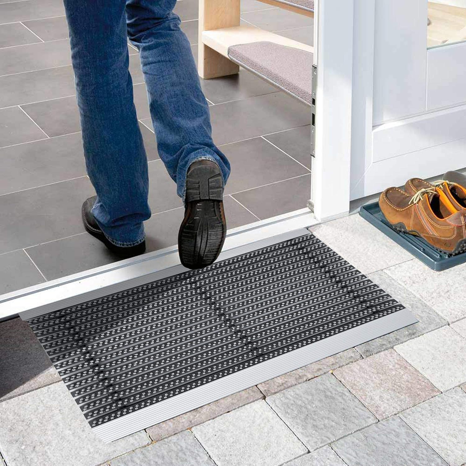 GREY Strip Doormat, Heavy Duty Barrier DirtTrapper Aluminium