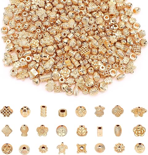 Miniatura 1 de UPINS 300 cuentas espaciadoras doradas para joyas, pulseras, collares, manualidades, cuentas de aleación de metal, cuentas espaciadoras sueltas con