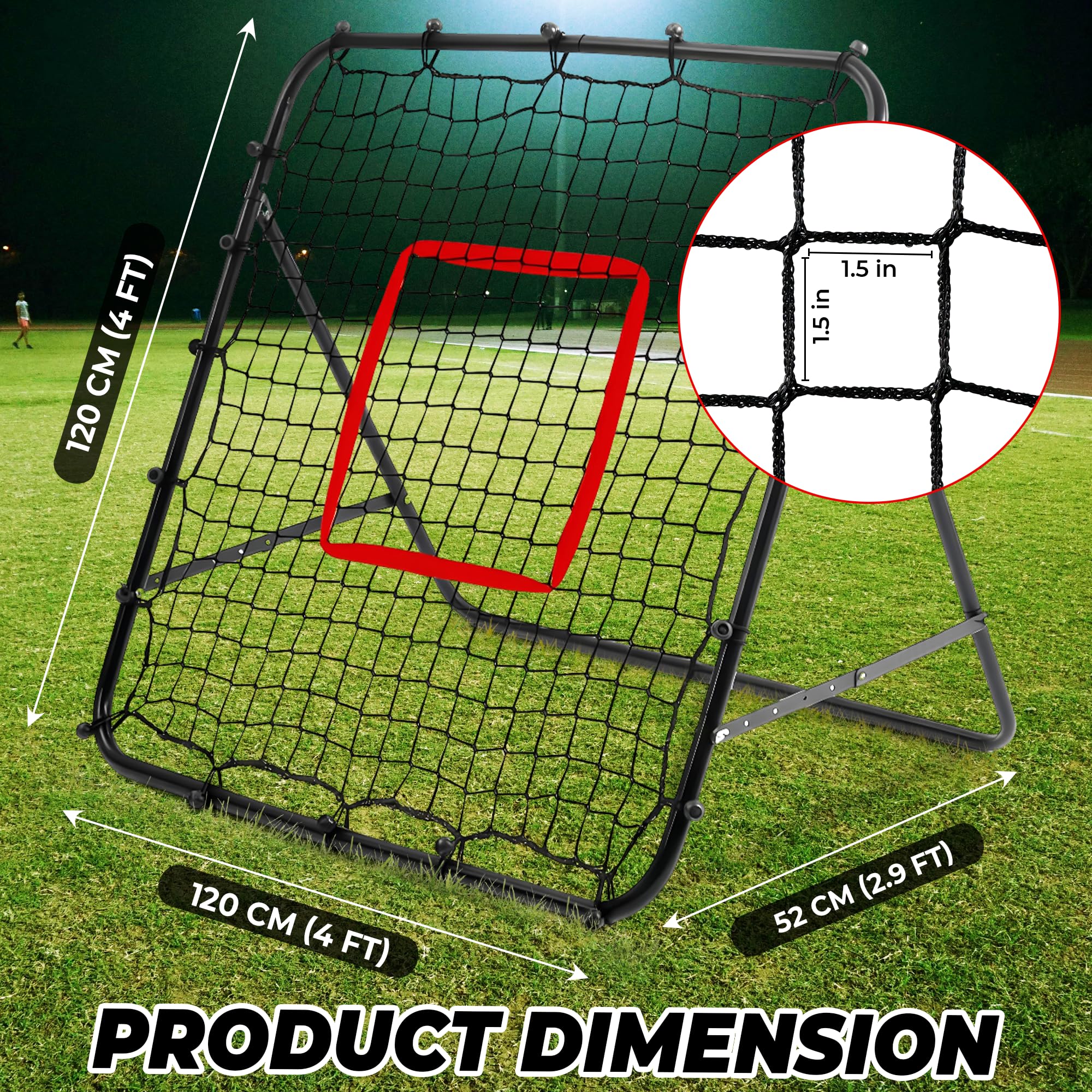 Volleyball Rebounder Net with Steel Frame 6 Adjustable Angles for Hitting Serving Passing Spike Practice