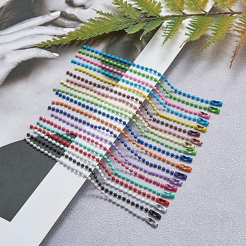 Miniatura 5 de LiQunSweet Cadenas de bolas de hierro de colores arcoíris de 19 colores con conectores soldados para colgar adornos de Navidad, cadena de bolas