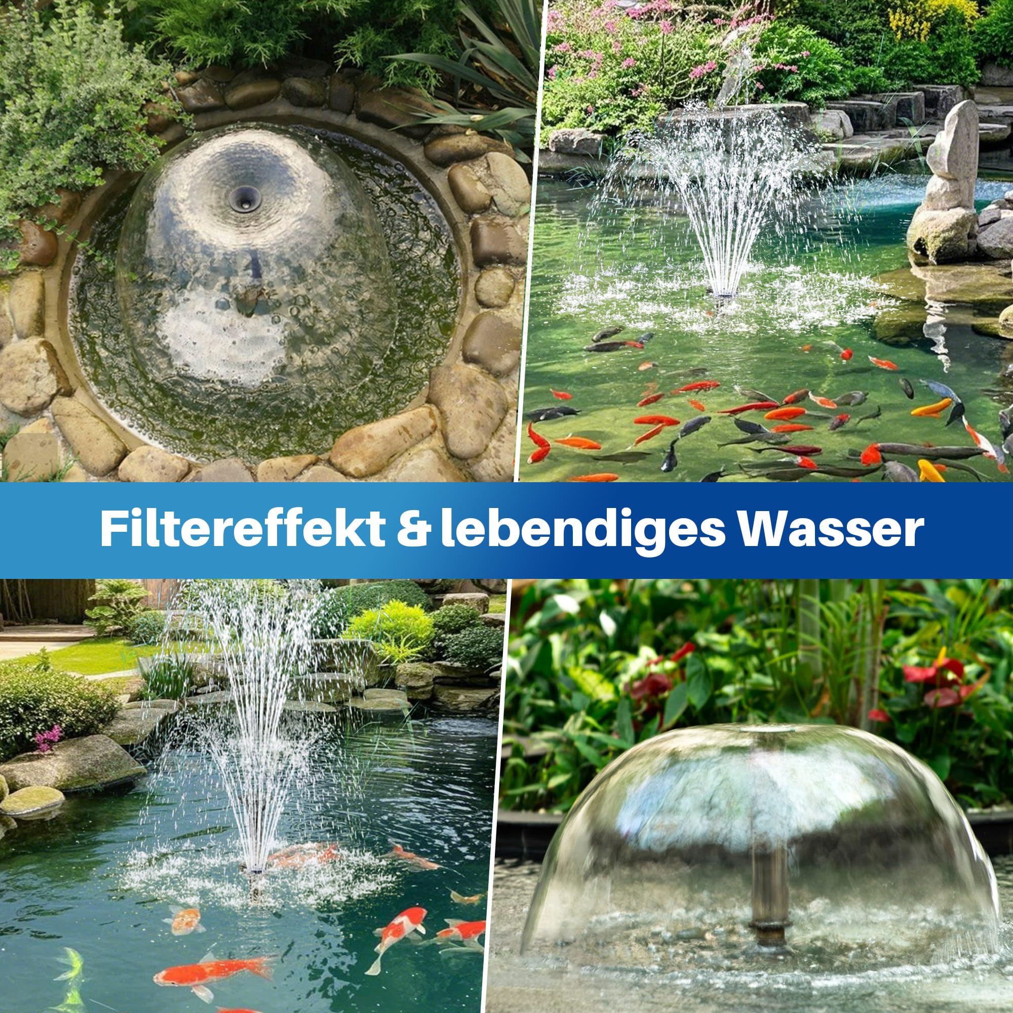 Biling Filtro per laghetto da 40 W con chiarificatore UV, 2500 l/h, set completo con pompa, pompa per laghetto con filtro per la pulizia dell'acqua fino a 4000 l, laghetto da giardino, piscina