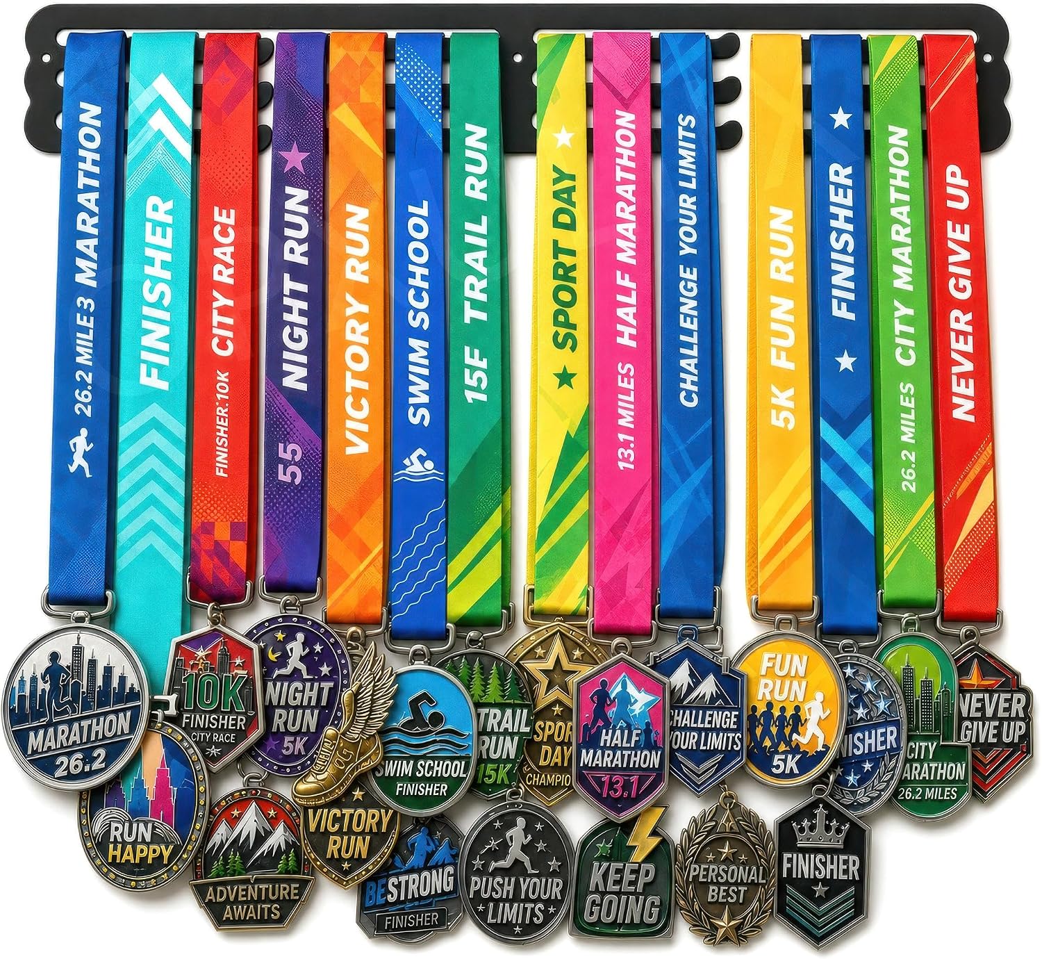 Medal Hanger Display - Steel Wall-Mount Holder Organizer Holds Up 70 Medals