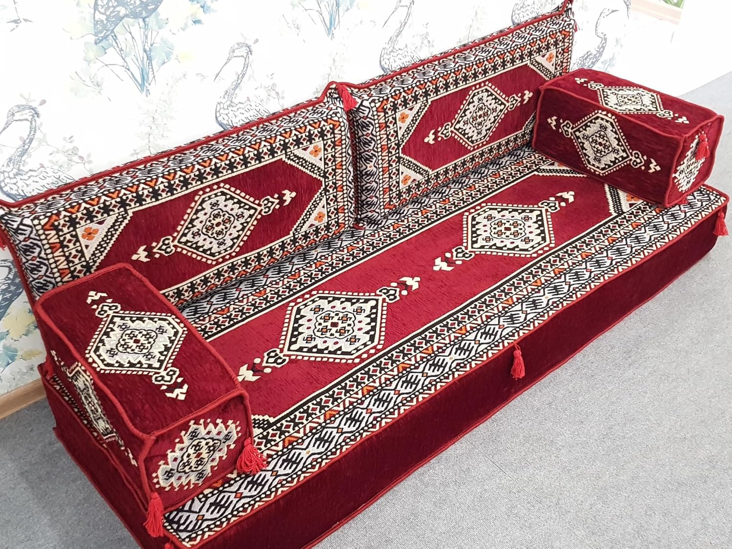 Foam Filled 8" Inches Thick Floor Cushion & Pillow - Floor Seating Sofa,for Living Room,Sectional Sofa with Chaise, Comfy Sectional Sleeper Sofa(RED)