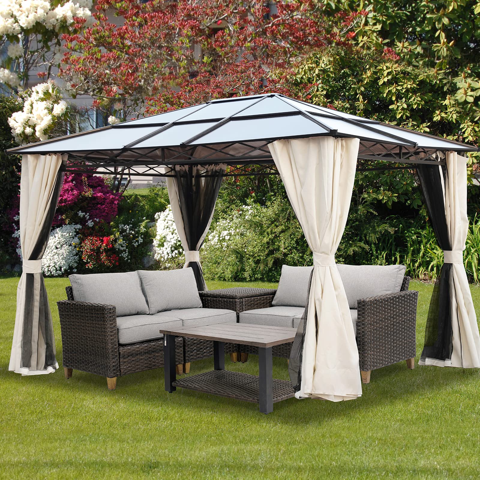 Buy Grand patio 10x12 FT Gazebos, Hardtop Gazebo with Netting and