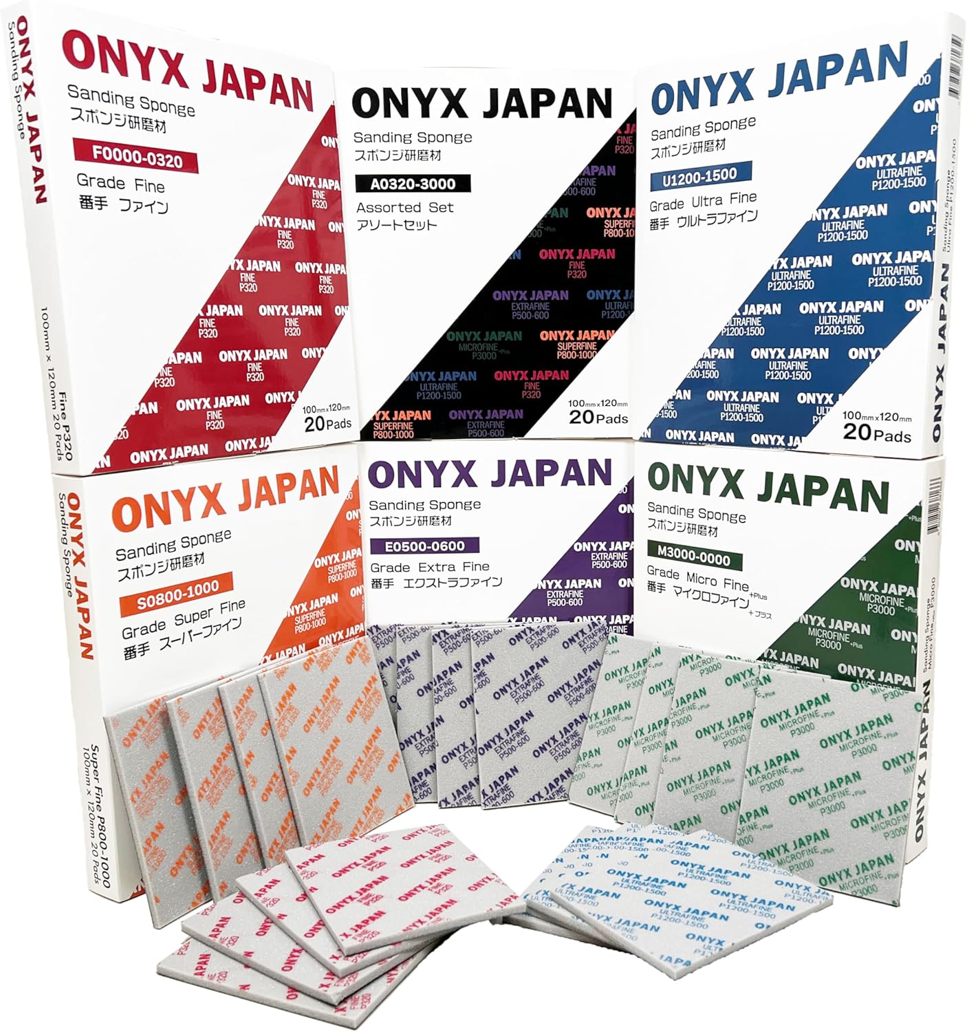Sanding Sponge, 20 pcs (3.94 inch x 4.73 inch) 100mm x 120mm Abrasive Sandpaper (320/500-600/800-1000/1200-1500/3000 5 Types) (1-Assorted Set(P320-3000))