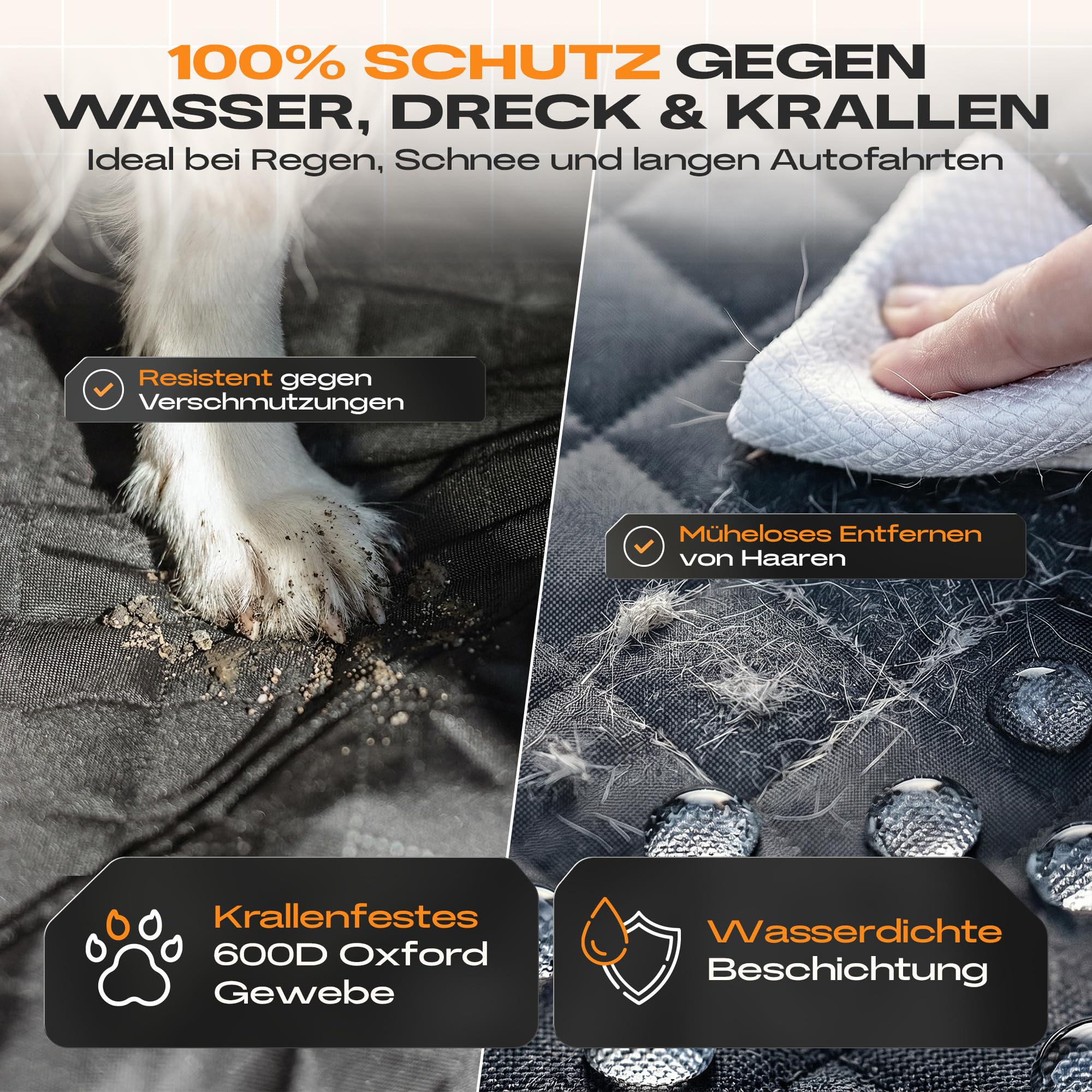 Naturiz® Kofferraumschutz Hund mit Seiten- & Ladekantenschutz - Hundedecke Auto Kofferraum - Universal Kofferraum Schutzmatte Wasserdicht & Pflegeleicht für Hunde -Hundematte mit Tasche (Kofferraum)