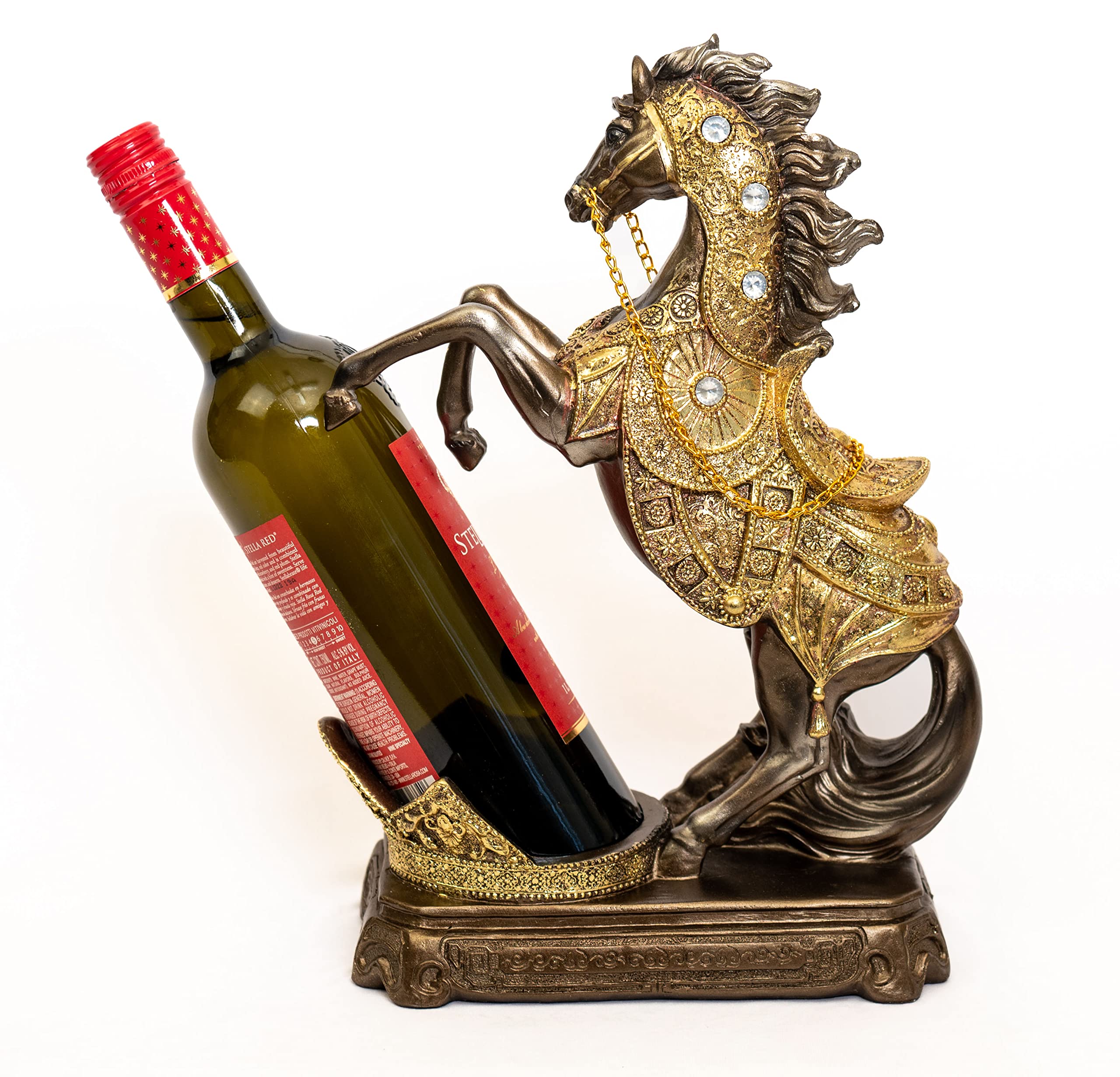 Dalax- Elegant Horse Wine Bottle Holder Statue Bar Countertop Decor Sculpture Personalized Gifts for Wine Lovers Tabletop Wine Rack Single Bottle Holder Display Stand Decorations.