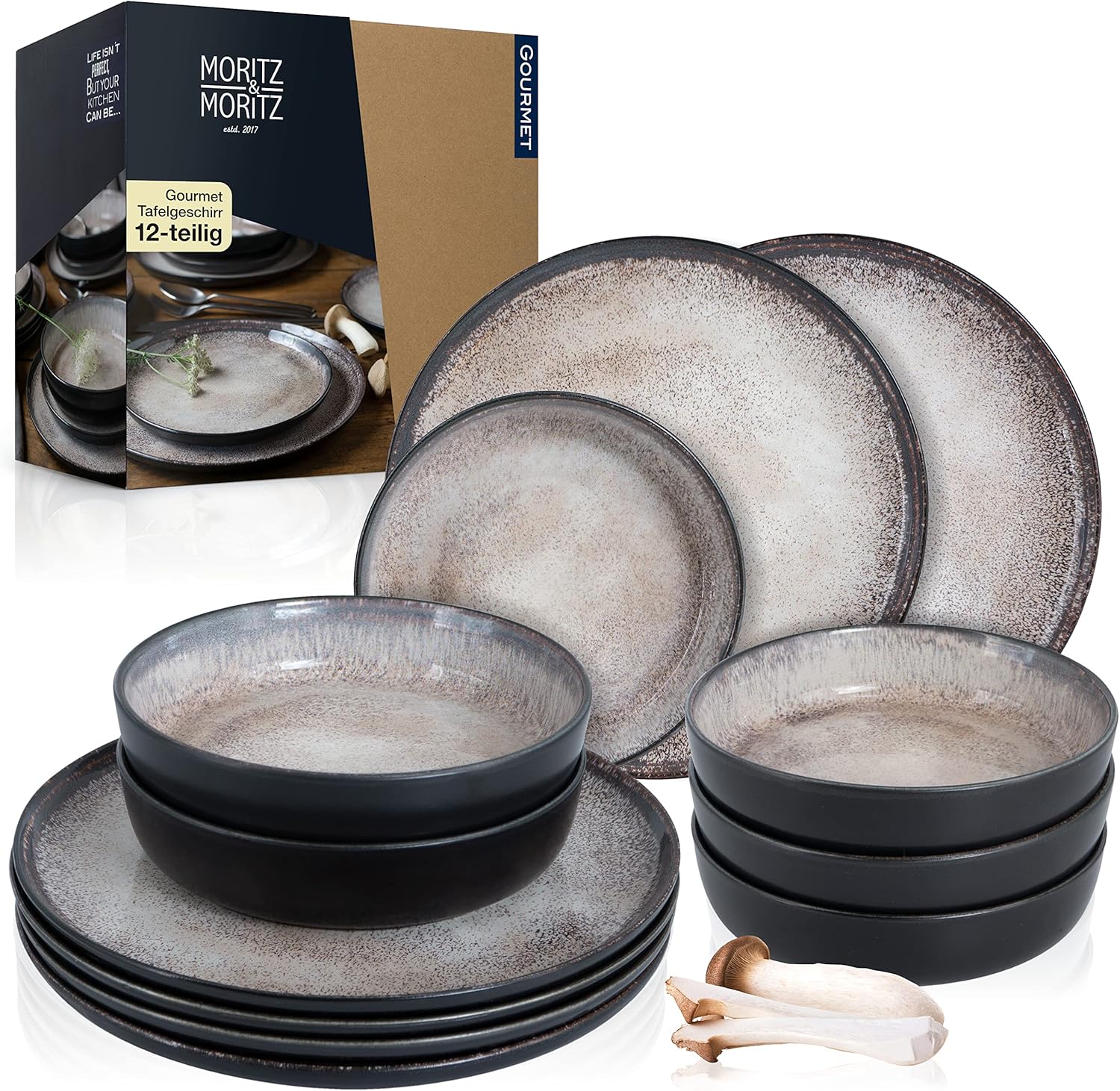 Moritz & Moritz VIDA 12piece Dinner Plate Set Beige