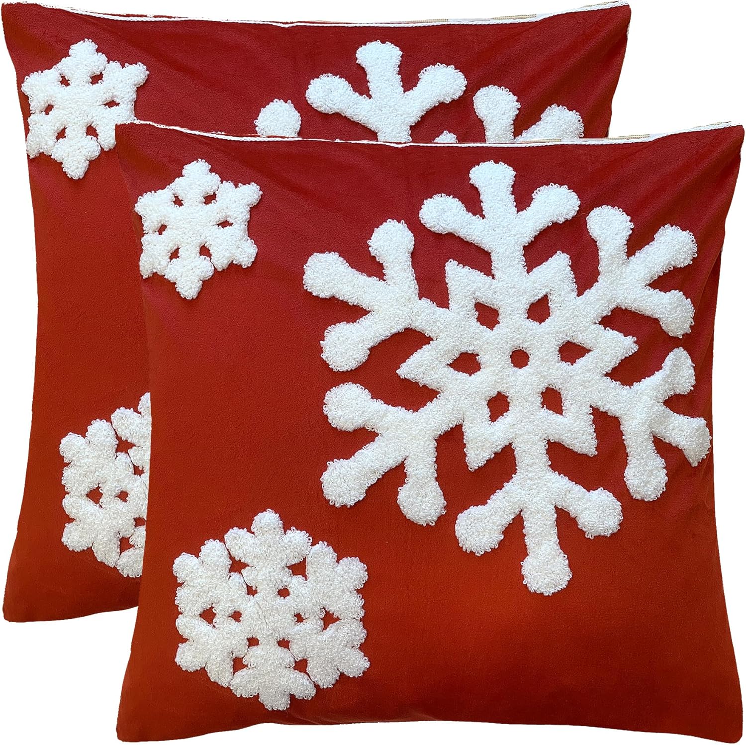 WOMHOPE Christmas Throw Pillow Covers Velvet Embroidery