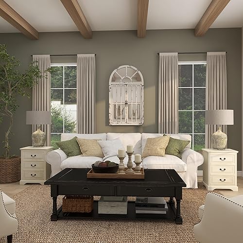 Miniatura 8 de Deco 79 Espejo de pared inspirado en paneles de ventana de madera con parte superior arqueada y desgastado, 26 x 3 x 46 pulgadas, color blanco