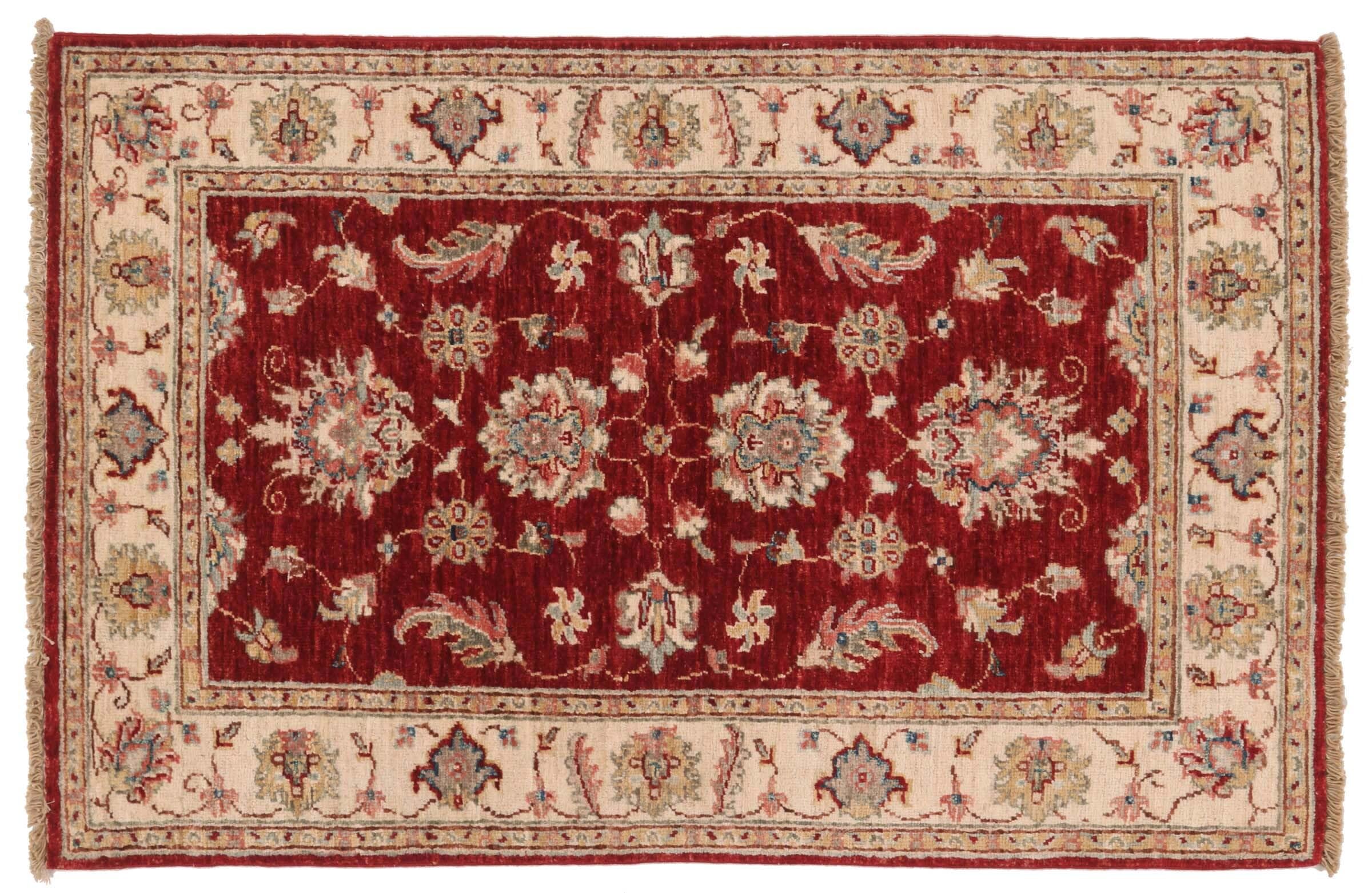 Tapis oriental Chobi Ziegler rouge motif floral pour sublimer un sol