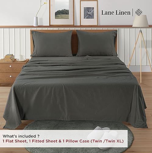 Miniatura 127 de LANE LINEN Sábanas de franela de algodón tamaño King, cepilladas para mayor suavidad, juego de sábanas ligeras tamaño King 100% algodón, sábanas