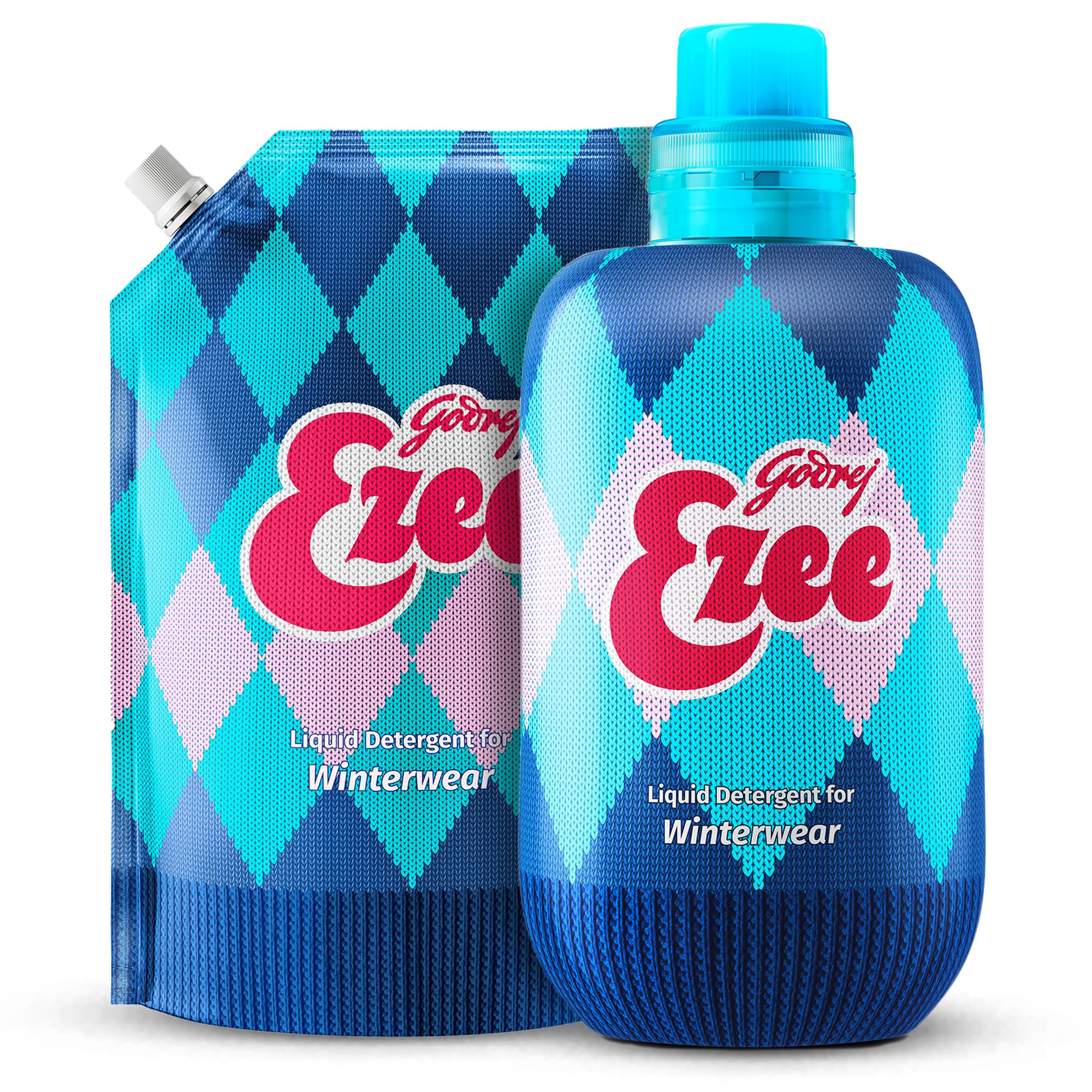 Godrej Ezee Liquid Detergent - 2kg (1 Bottle + 1 Refill) | for Winter-wear | Added Conditioner | No Soda Formula | Woolmark Certified