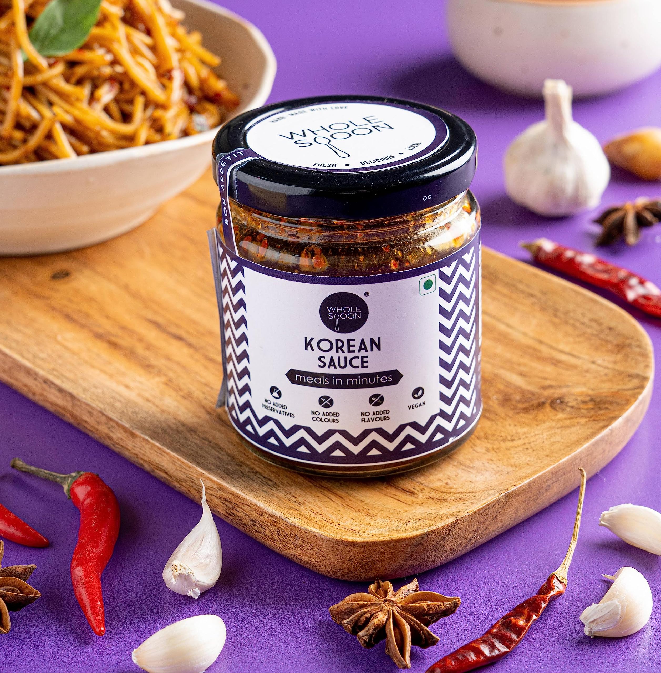 Wholespoon Korean Sauce (180gm) | All Natural, Preservatives Free & Plant Based | Make Restaurant Style Asian Meals with Korean Sauce