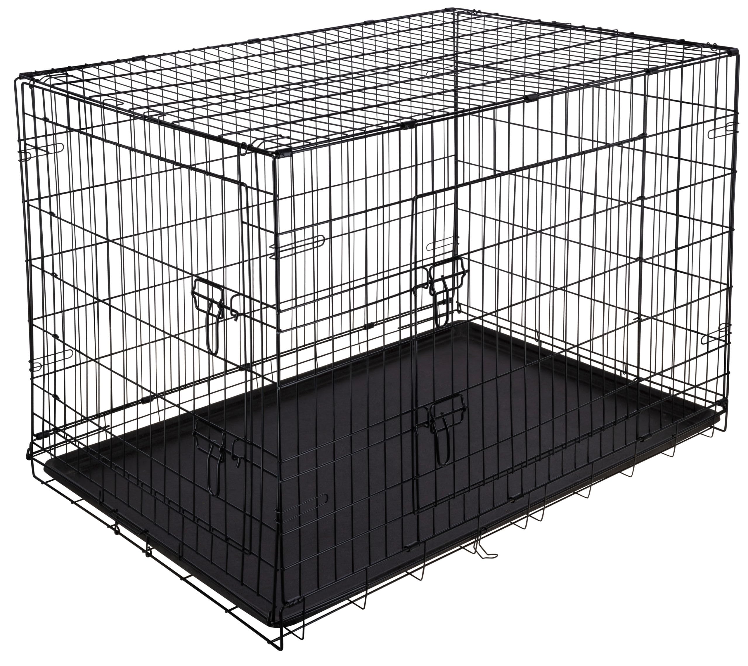 Kerbl Pet Trasportino in Filo Metallico, Due Ante, Trasportino per Cani, Trasportino, Nero, 106 x 71 x 77 cm, Metallo, Cani, Vassoio Rimovibile in Plastica