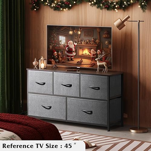 Miniatura 2 de WLIVE Dresser for Bedroom with 5 Drawers, Wide Chest of Drawers, Fabric Dresser, Storage Organizer Unit with Fabric Bins for Closet, Living Room,