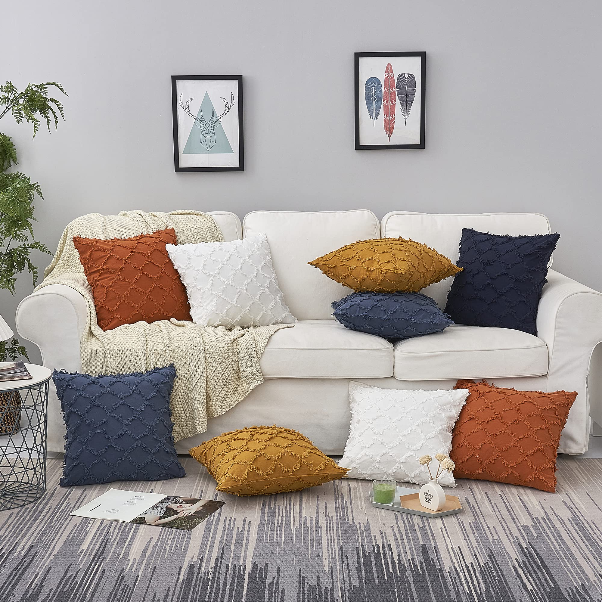Newdv Purple Gray White Throw Pillow Covers 20x20 Inches - Set Of 2, Soft Flannel For Couch & Bed - View #4