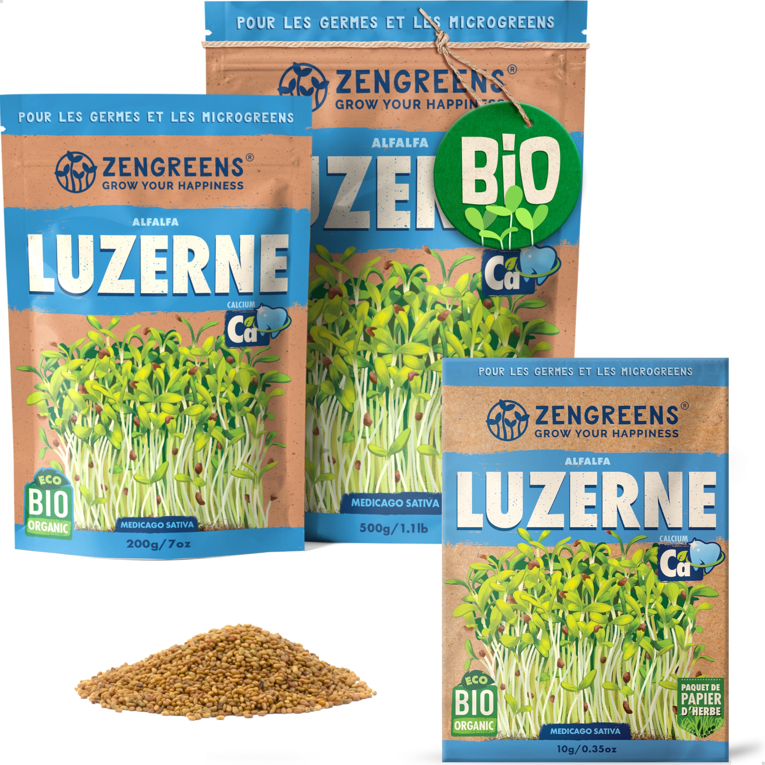 Graines de alfalfa microgreens bio luzerne à germer sachet 500g