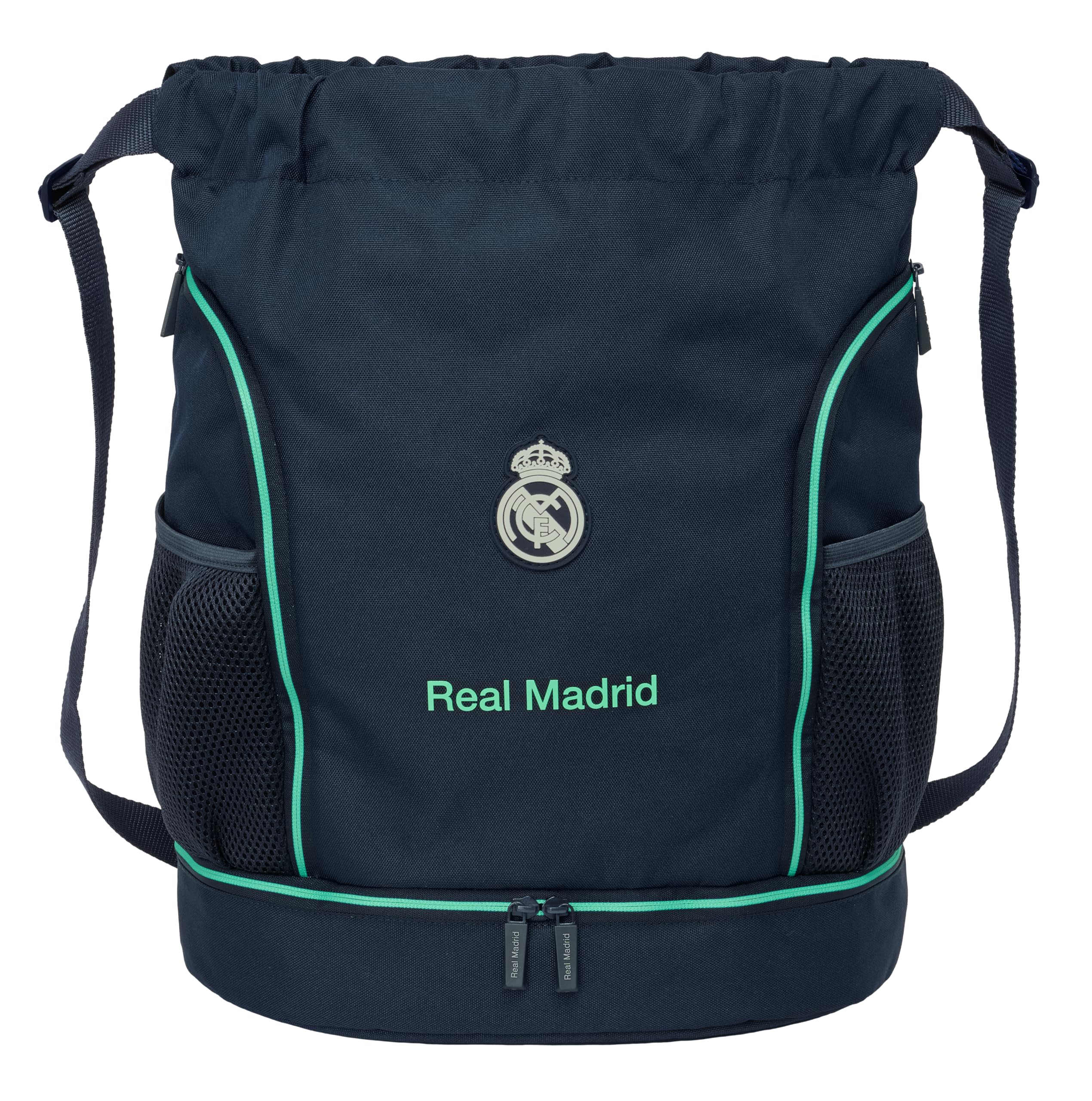 REAL MADRID 2ª EQUIPACIÓN 25/26 - Mochila Saco, Mochila, Ideal para Niños de Diferentes Edades, Cómoda y Versátil, Calidad y Resistencia, 34x15x43 cm