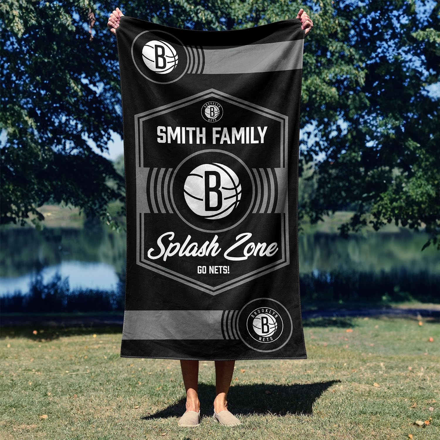 NORTHWEST NBA Brooklyn Nets, Dominion, Personalized Beach Towel 30 x 60 Inches