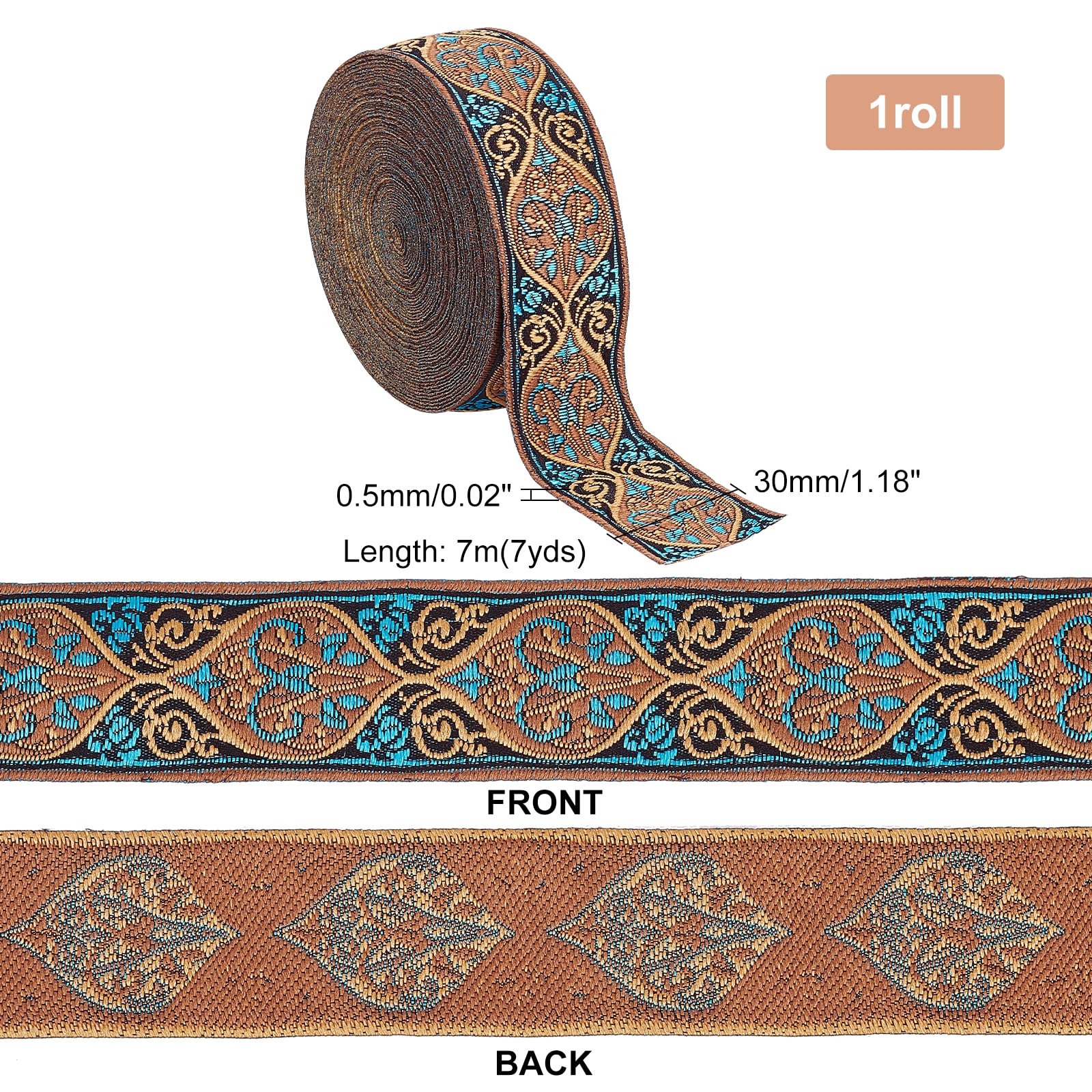 PH PandaHall Vintage Jacquard Ribbon - Image 4