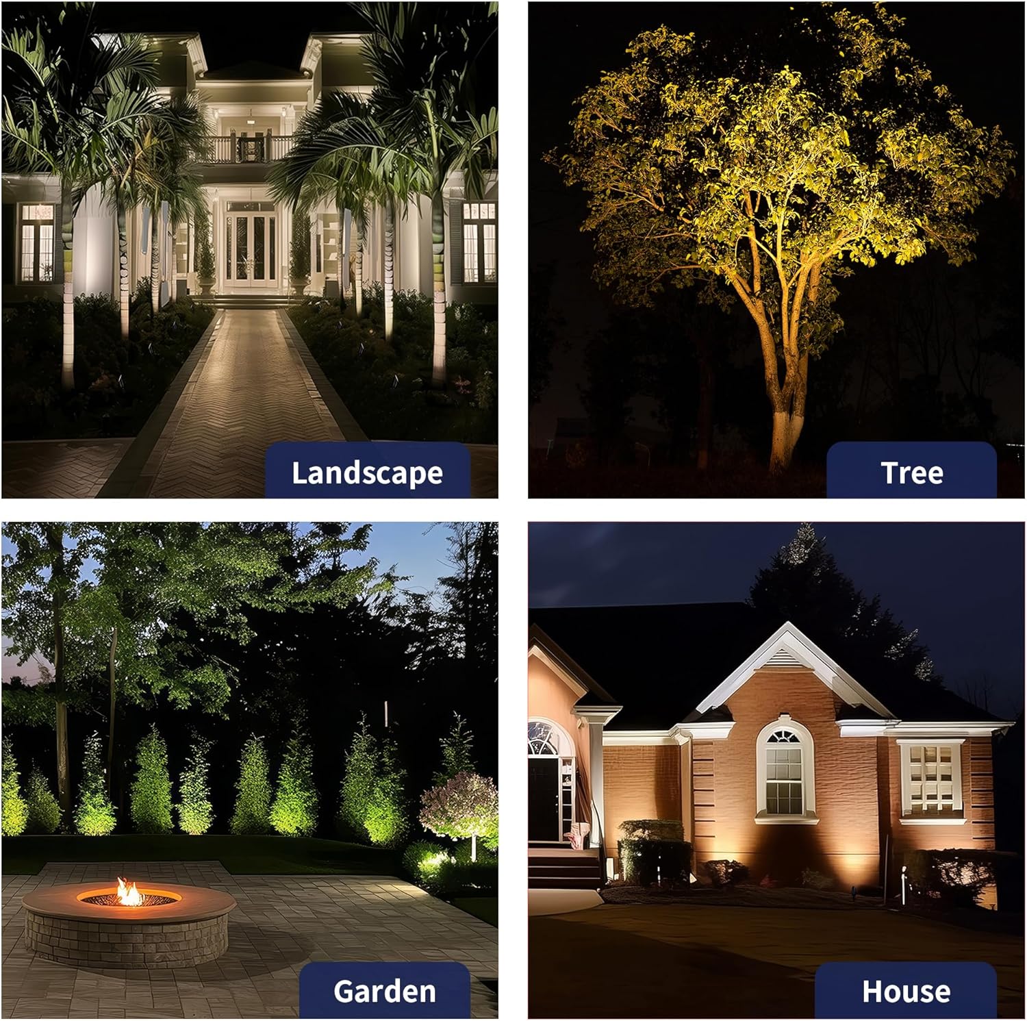 Gardenreet Brass Landscape Lighting Black, Low Voltage Spotlights Outdoor, 12V LED Wired Uplights, Waterproof Spot Lights for Outside Trees, with 5W 2700K Warm White MR16 Bulb (4 Pack)