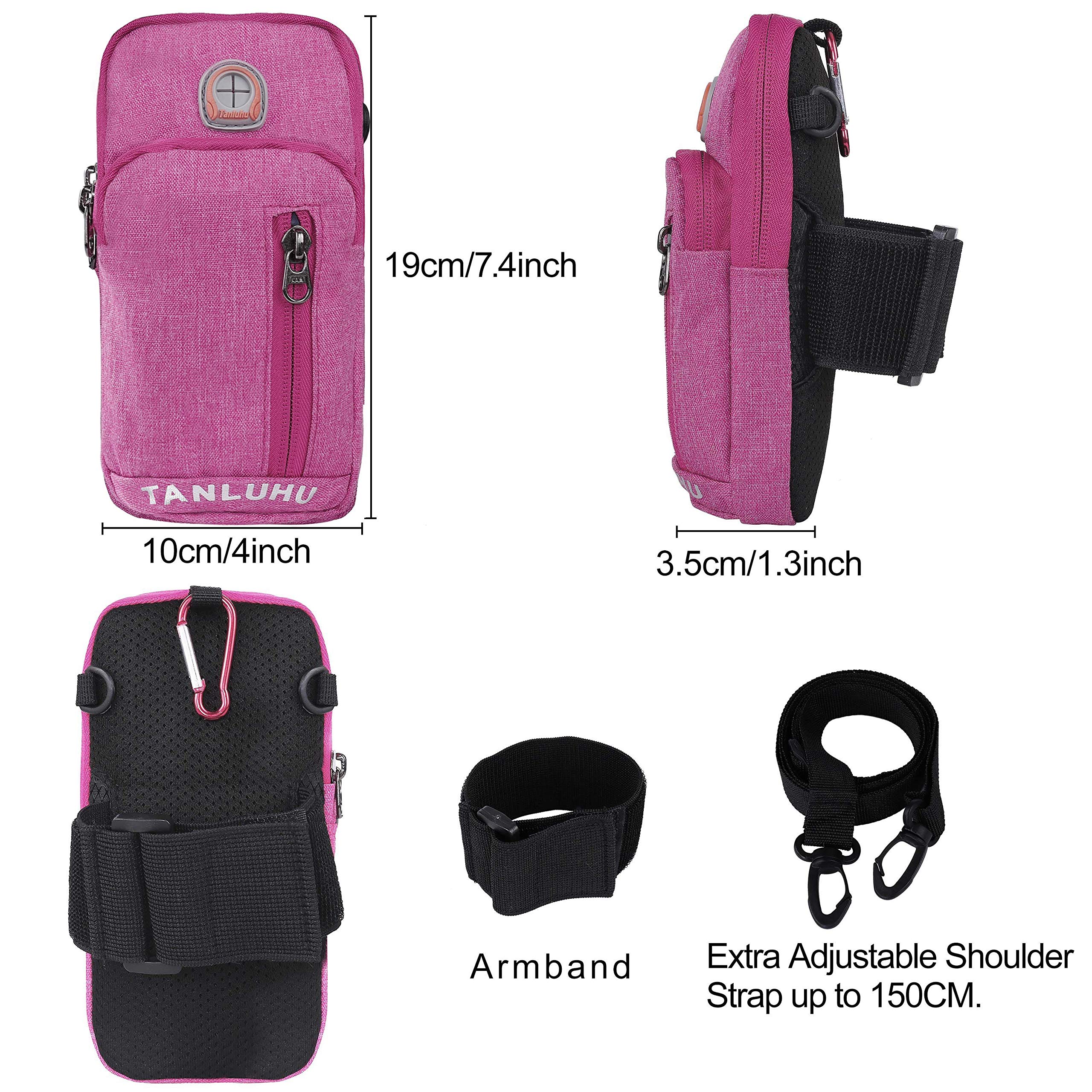 Brassard de Sport Universel Sac de Bras de Sport Réglable Bras de Gymnastique Étui de Poche Bandoulière Sac de Passeport de Voyage pour iPhone, Samsung, Huawei (Rose Rouge)
