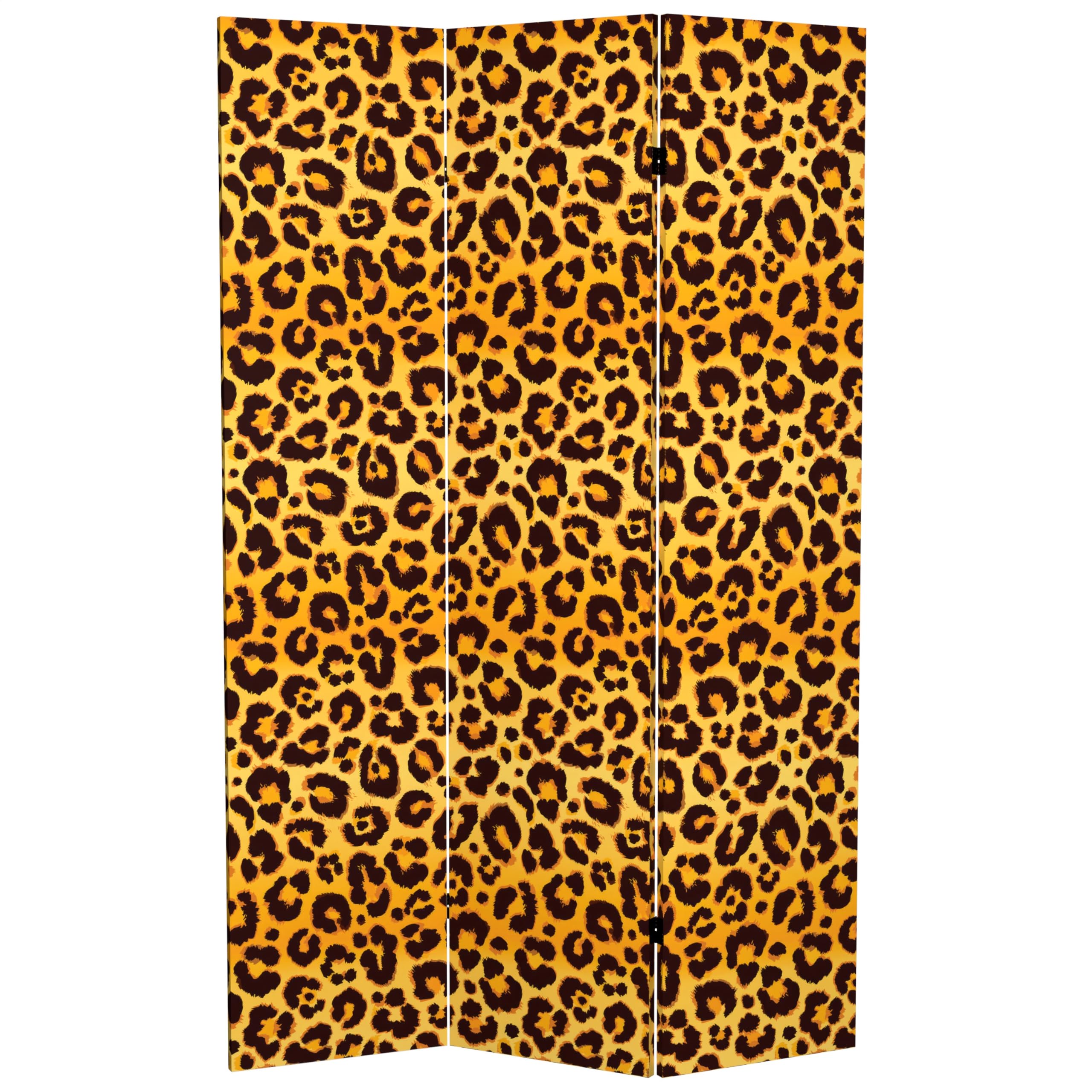 ORIENTAL Furniture 6 ft. Tall Double Sided Leopard Print Canvas