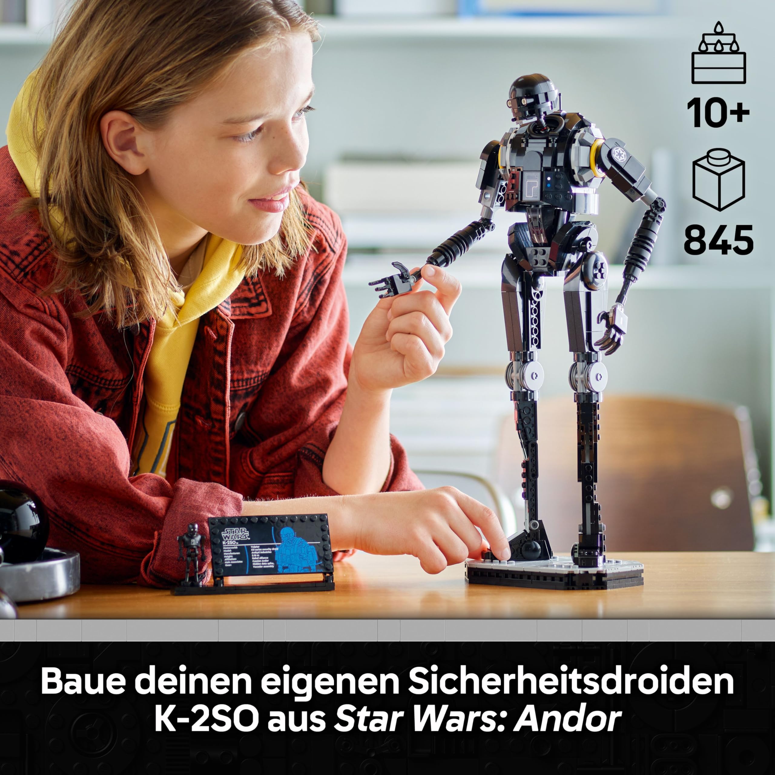 LEGO Star Wars 75434 Sicherheitsdroide K-2SO Spielzeug - Figur zum Bauen & Ausstellen, Sammler-Modell mit Infotafel – Geschenk für Jungen, Mädchen ab 10 Jahre und Erwachsene Andor-Fans