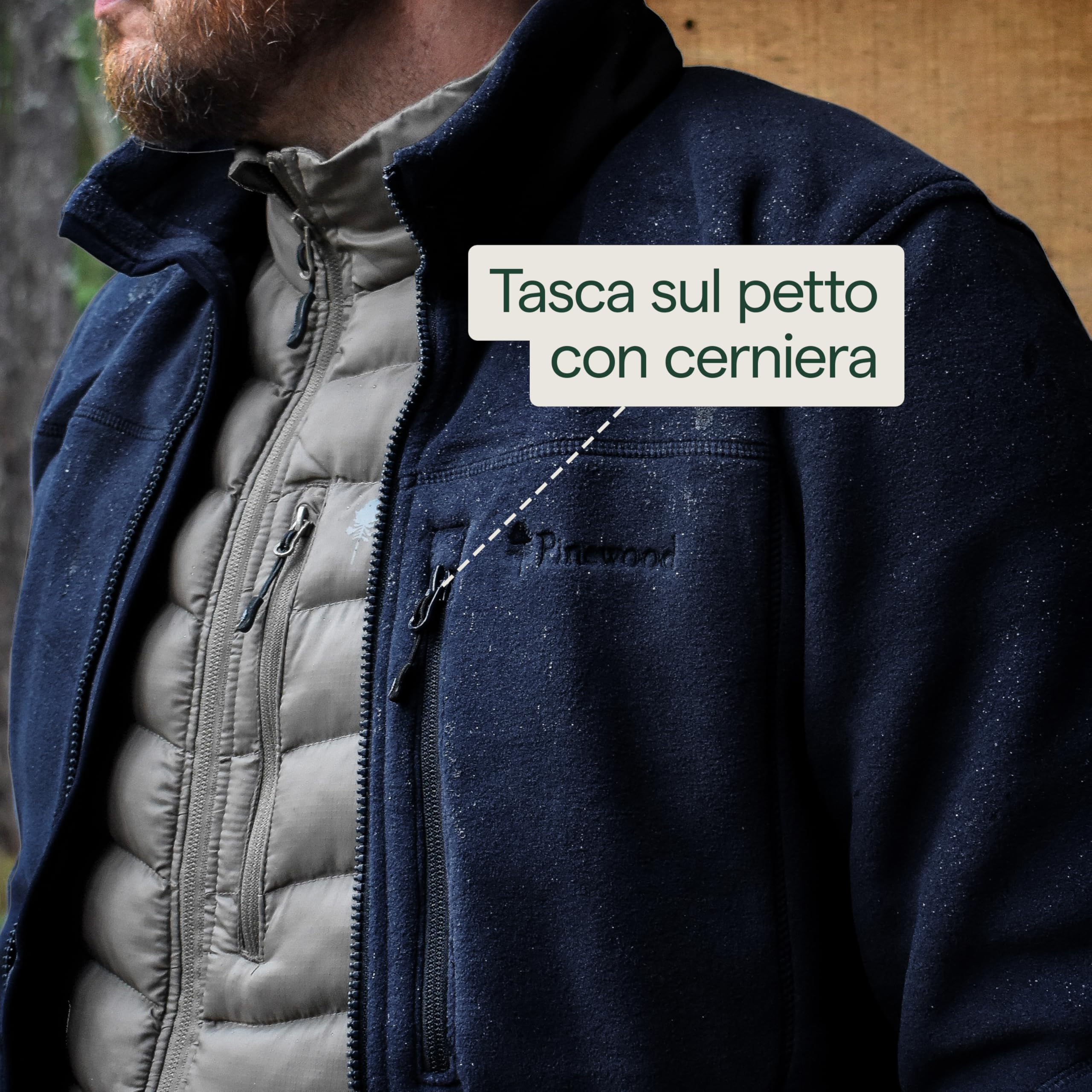 Pinewood Giacca Pile Uomo con Zip, Realizzata al 100% con Materiali Riciclati, Perfetta per Trekking e Caccia