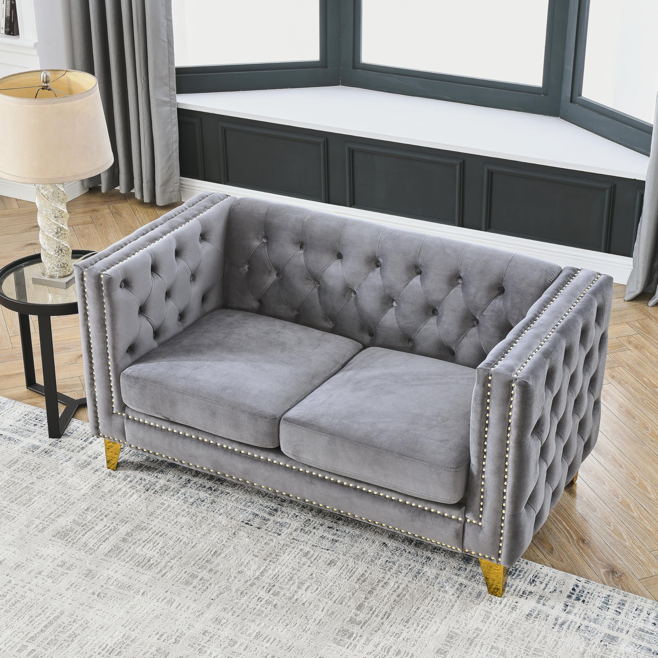 mikibama 58 Velvet Tufted Loveseat