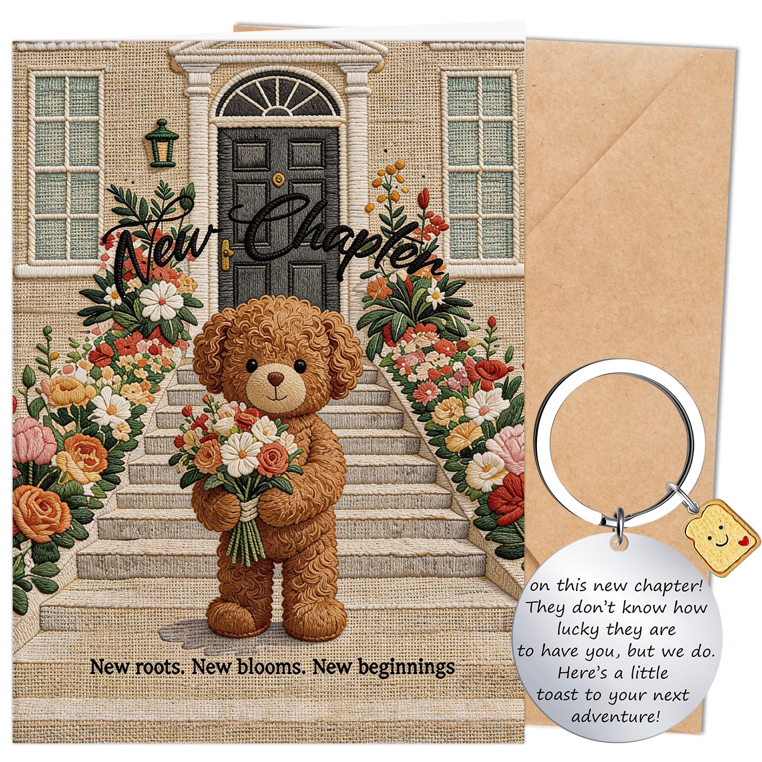 Luvart Congratulations Next Chapter Card Gift - New Beginnings Card with Envelope and Keyring New Beginnings Good Luck Gifts for Friends Family Female Her Him Women Men โ image 1