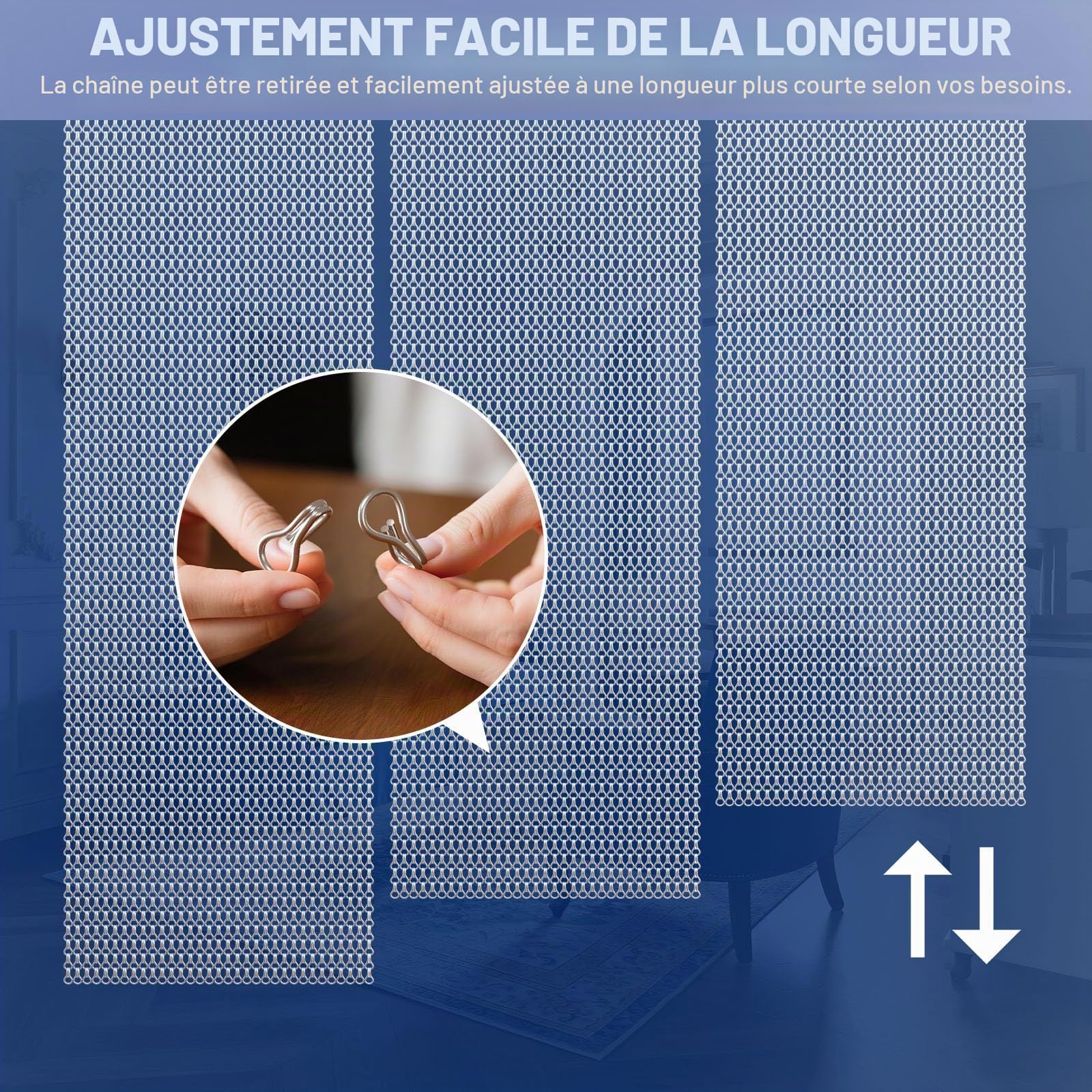 Soontrans Rideau Anti Mouche pour Exterieure, Rideau de porte en Aluminium 90 x 200cm, Rideaux Anti Mouche, Moustiquaire Métallique, Rideau à chaîne pour Les Insectes, Les Mouches, Les Guêpes(gris)