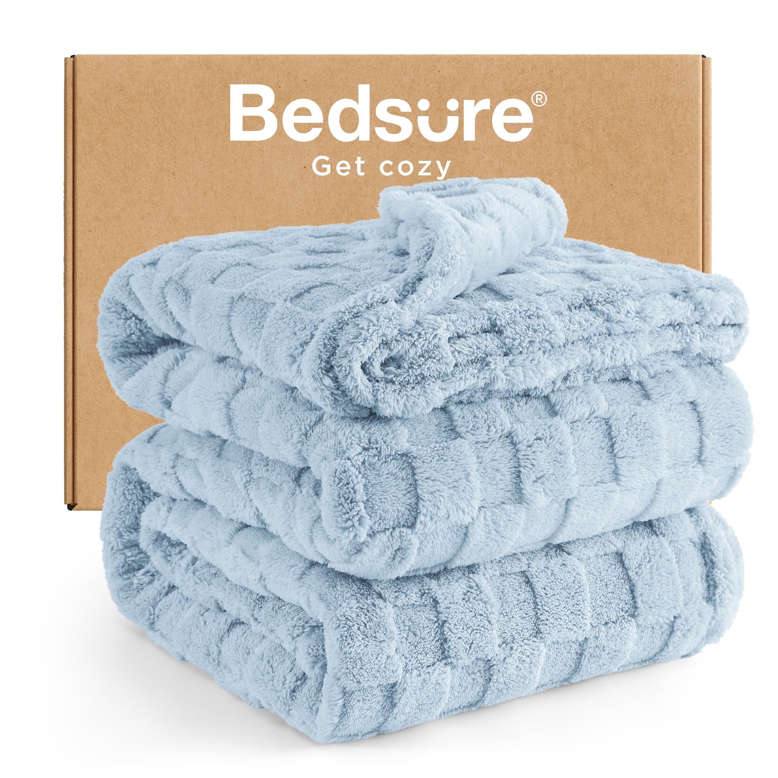 Bedsure GentleSoft King Size Blanket for Bed - Super Soft Cozy Blankets for Women Men Girls, Large Fuzzy Fleece Throw for Bedroom Decor, Light Blue,108x90 Inches